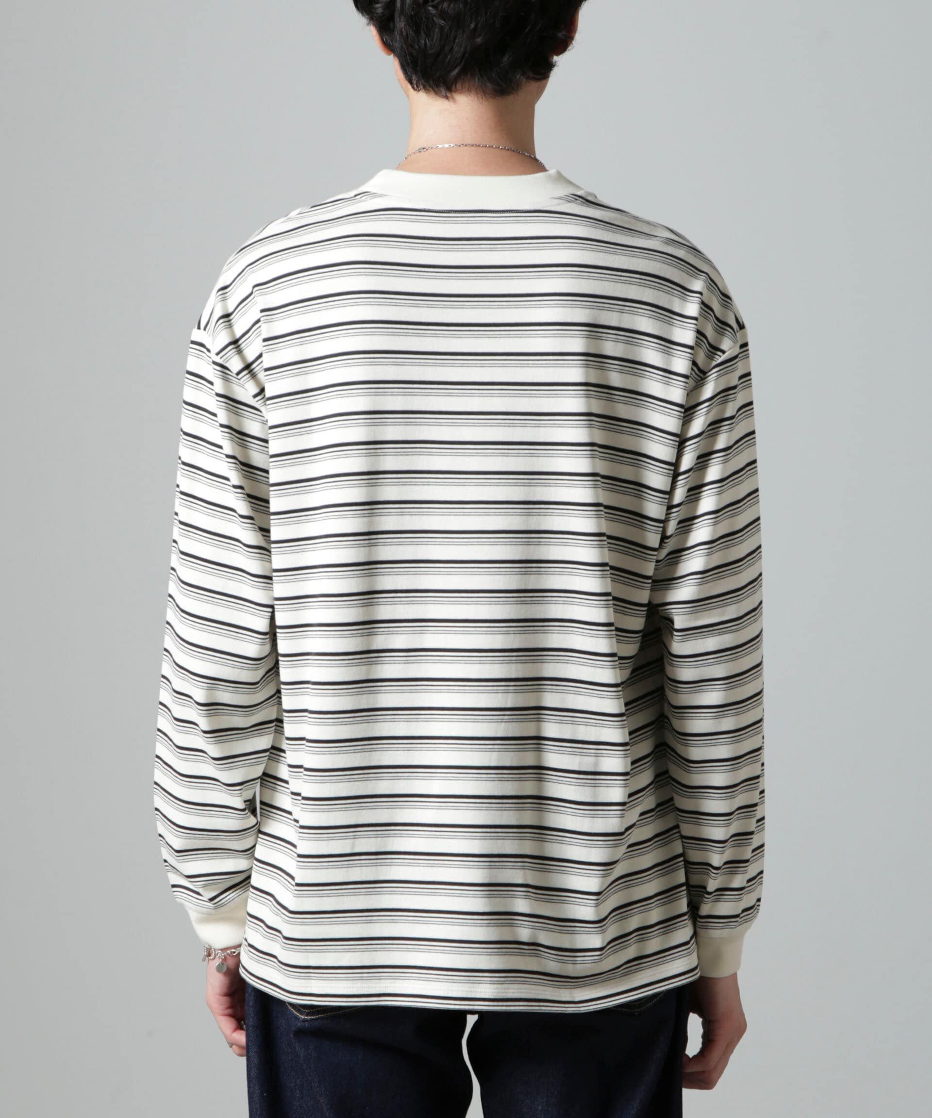 nano･universe「Anti Soaked(R)  ランダムボーダークルーネックTシャツ 長袖」|Tシャツ・カットソー|
