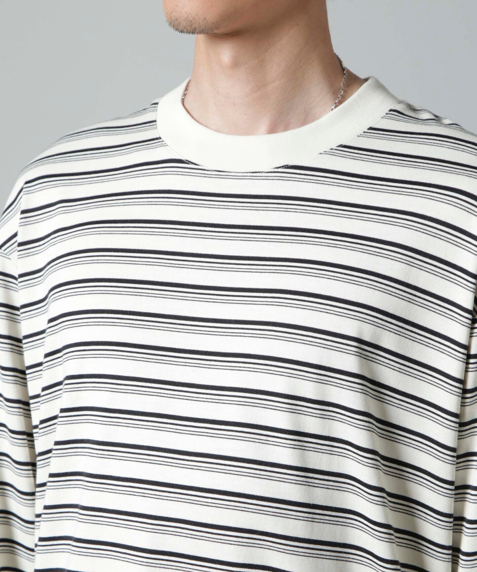 nano･universe「Anti Soaked(R)  ランダムボーダークルーネックTシャツ 長袖」|Tシャツ・カットソー|