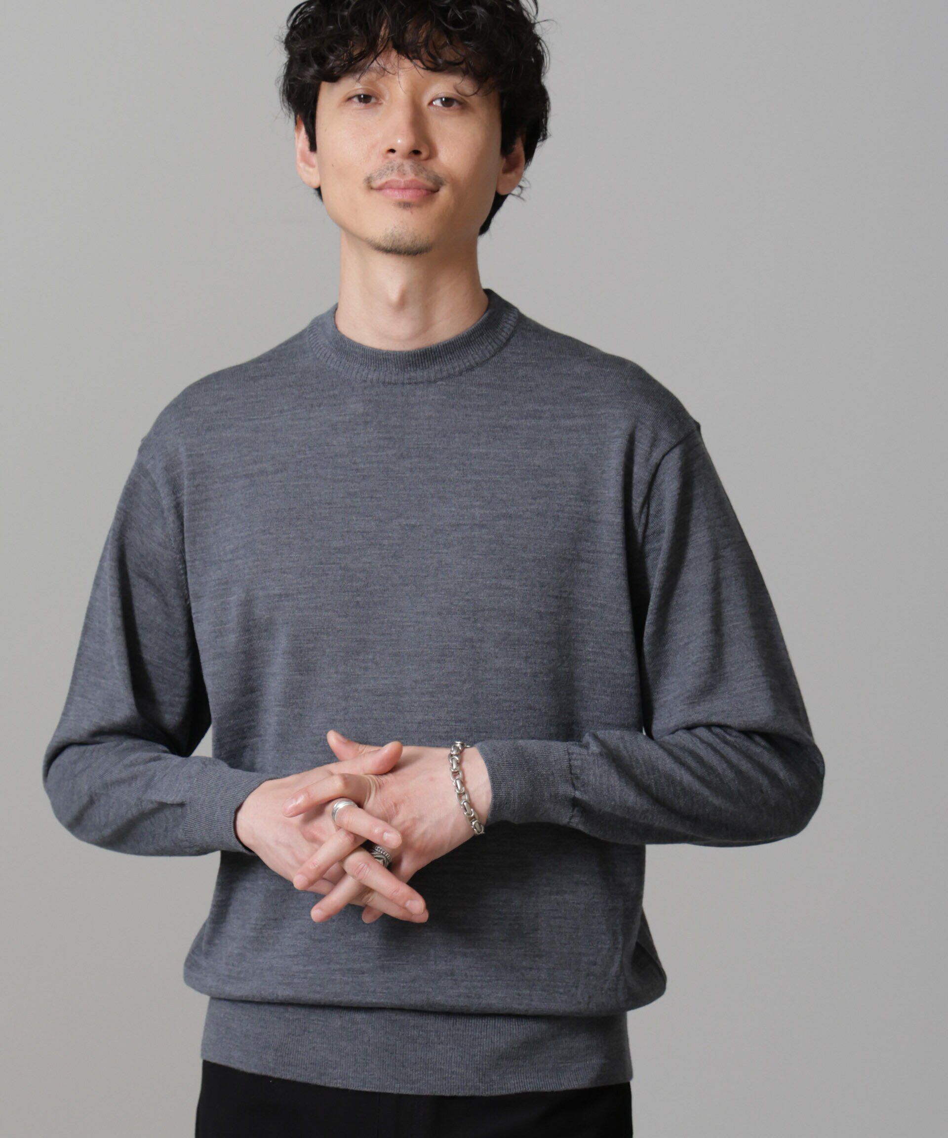 nano･universe「「毛玉レスニット」 ファインゲージクルーネック」|ニット・セーター|トップグレー4