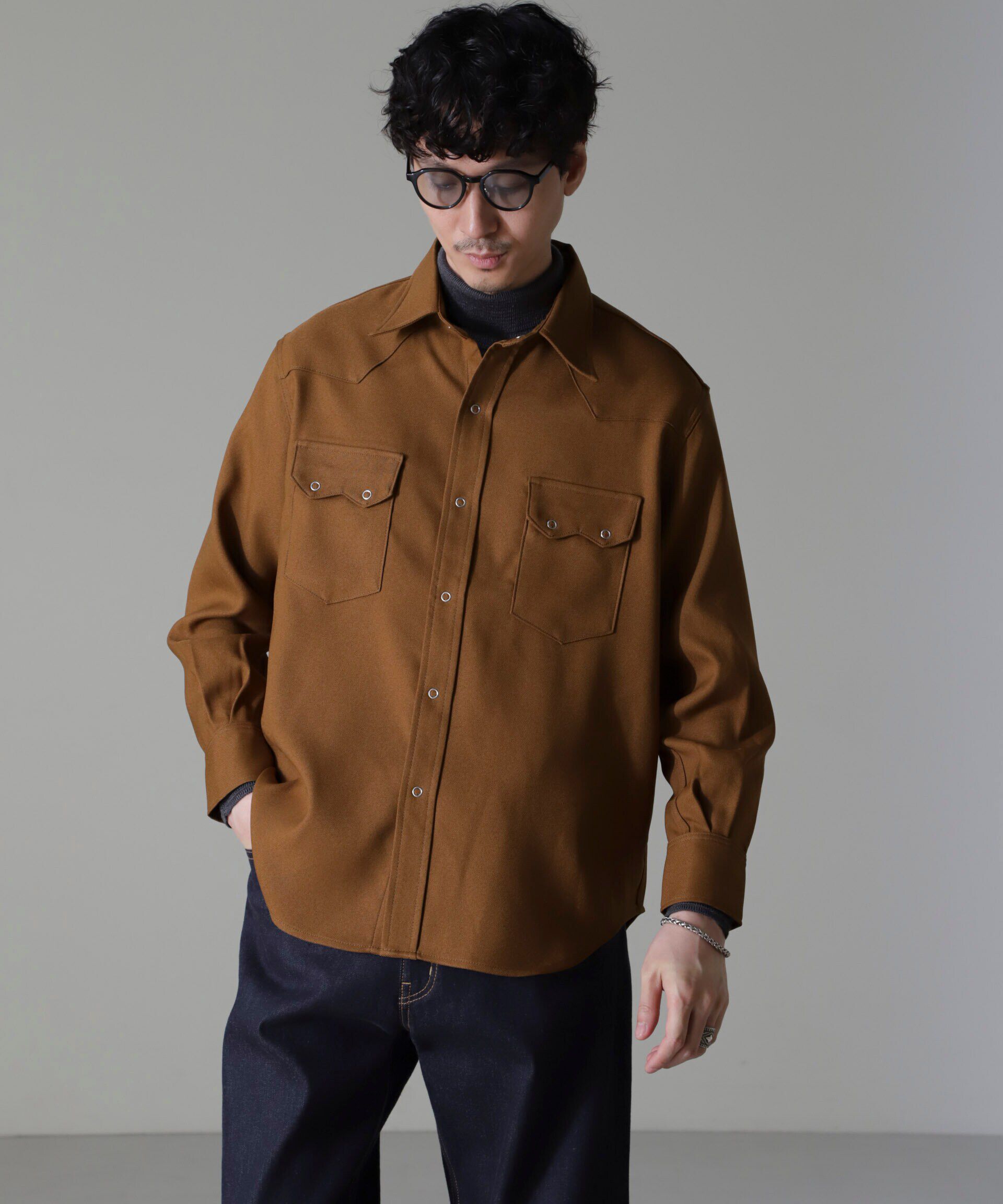 nano･universe「Wrangler/別注 Western Shirt」|シャツ・ブラウス|ブラウン