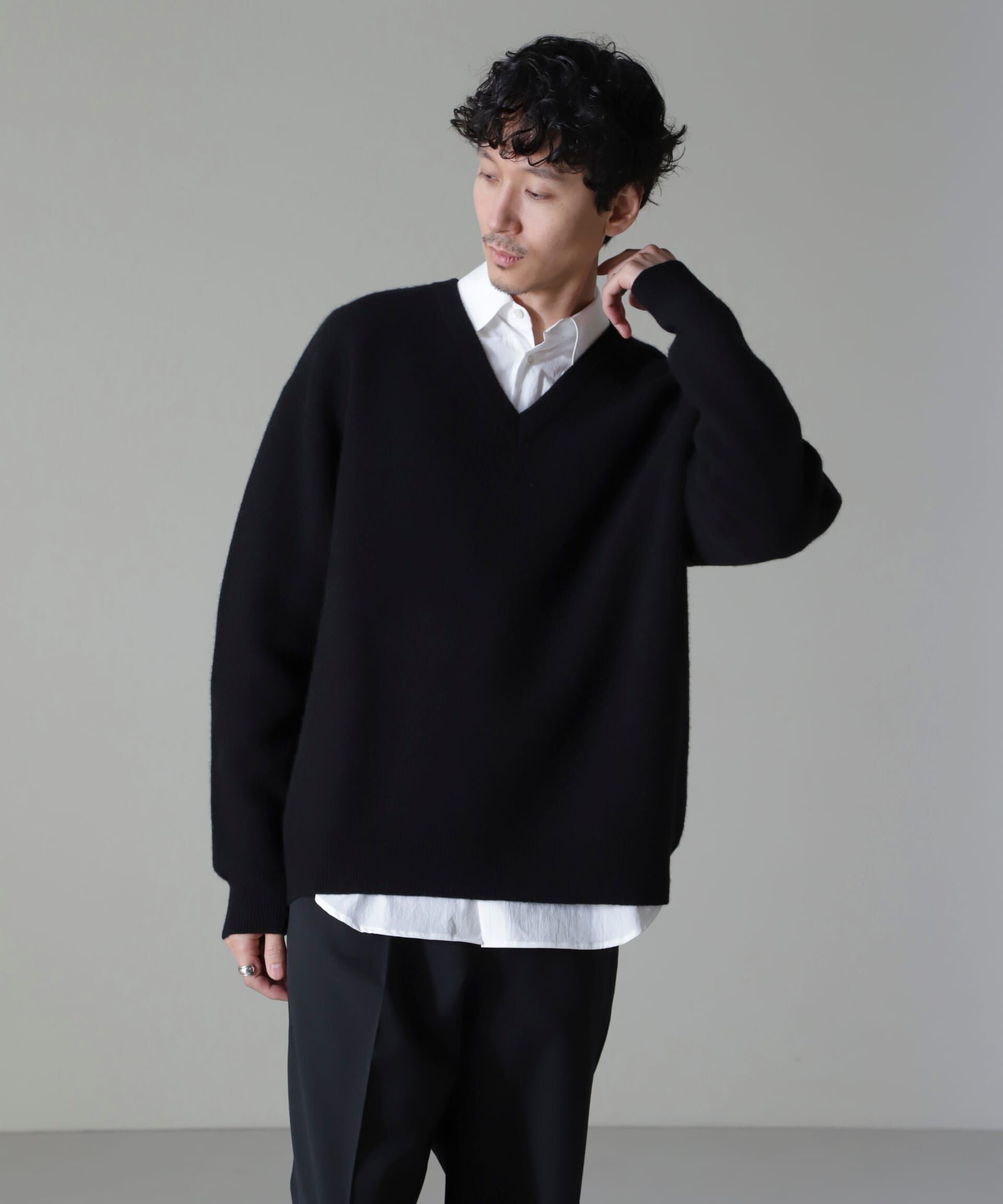 nano･universe「AQUA ウールカシミヤVネックプルオーバー」|ニット・セーター|