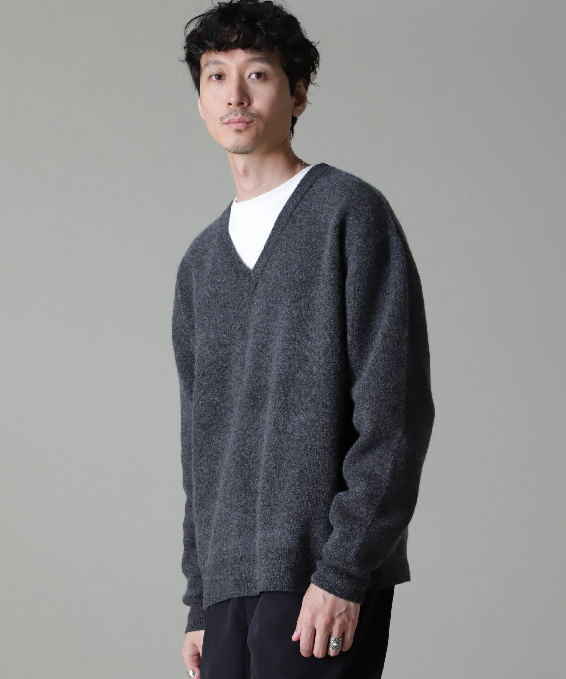 nano･universe「AQUA ウールカシミヤVネックプルオーバー」|ニット・セーター|