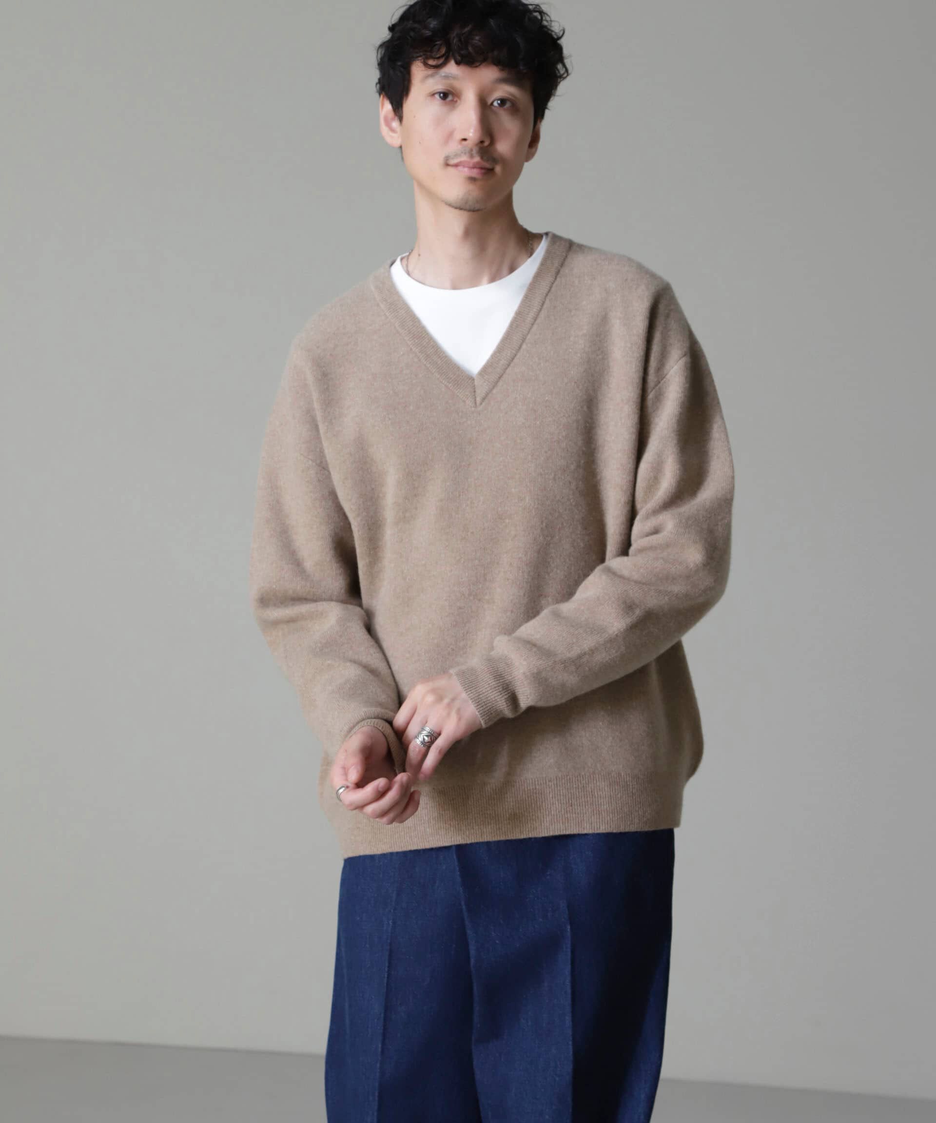 nano･universe「AQUA ウールカシミヤVネックプルオーバー」|ニット・セーター|モカ3