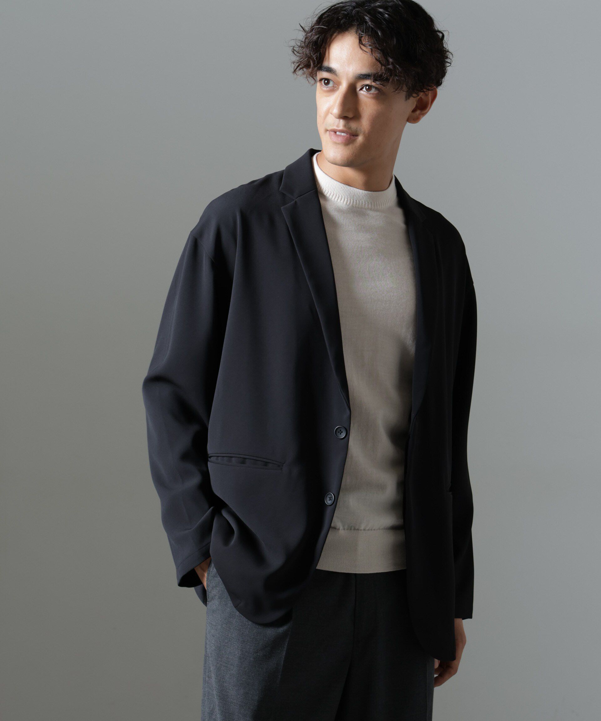 nano･universe「ドレープ ワイドジャケット(セットアップ可)」|テーラードジャケット|