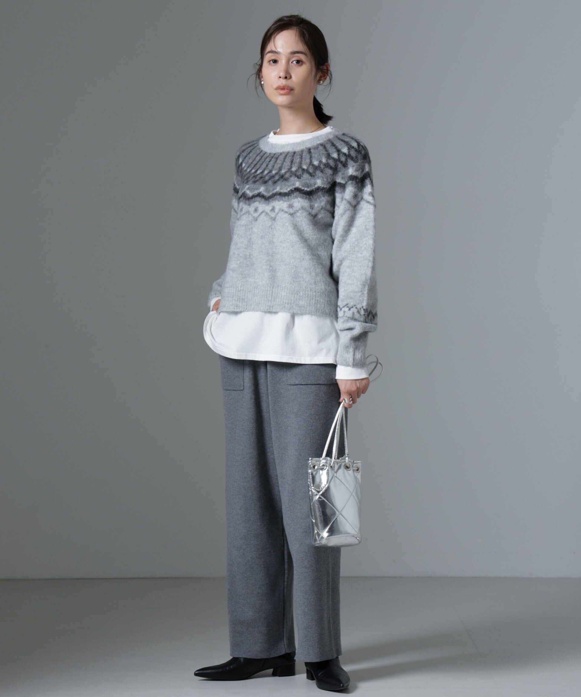 nano･universe「ポケットニットワイドパンツ（セットアップ可）」|チノ|