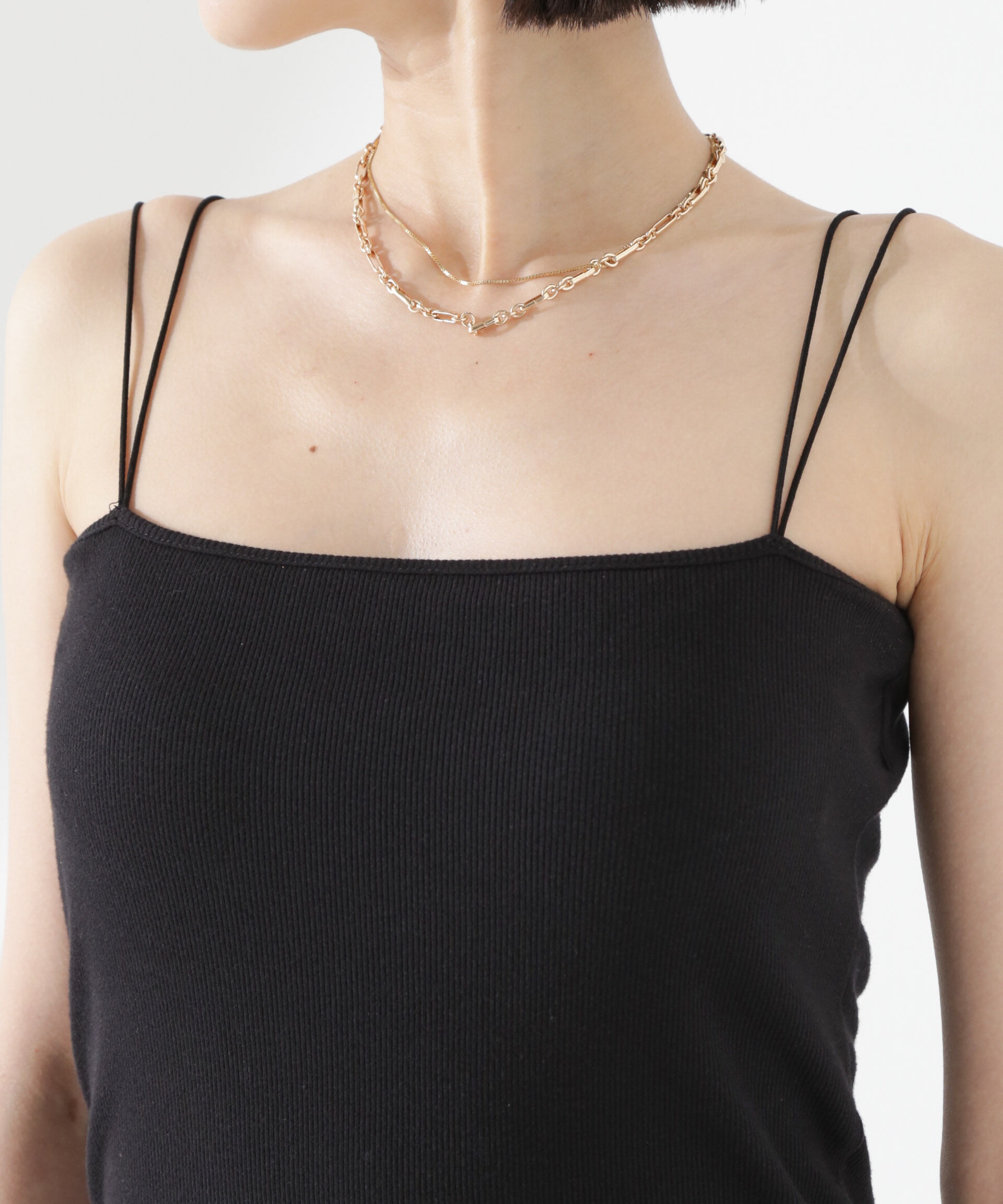 nano･universe「抗菌防臭リブカップ付きダブルストラップキャミソール」|Tシャツ・カットソー|