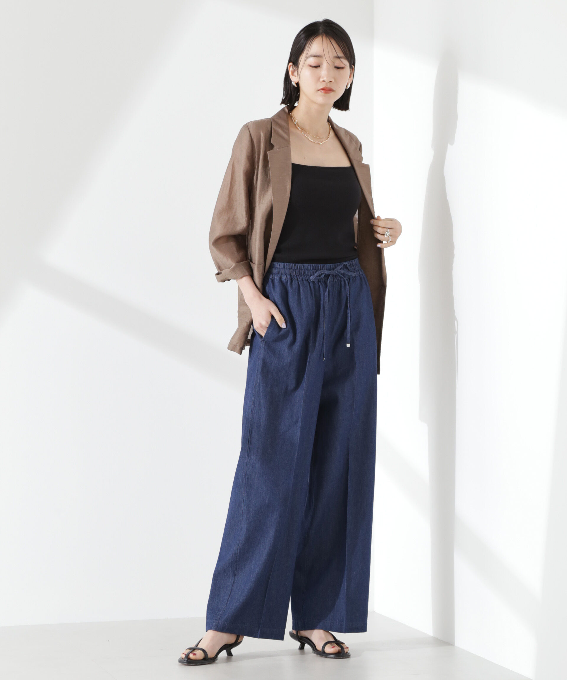 nano･universe「抗菌防臭リブカップ付きダブルストラップキャミソール」|Tシャツ・カットソー|