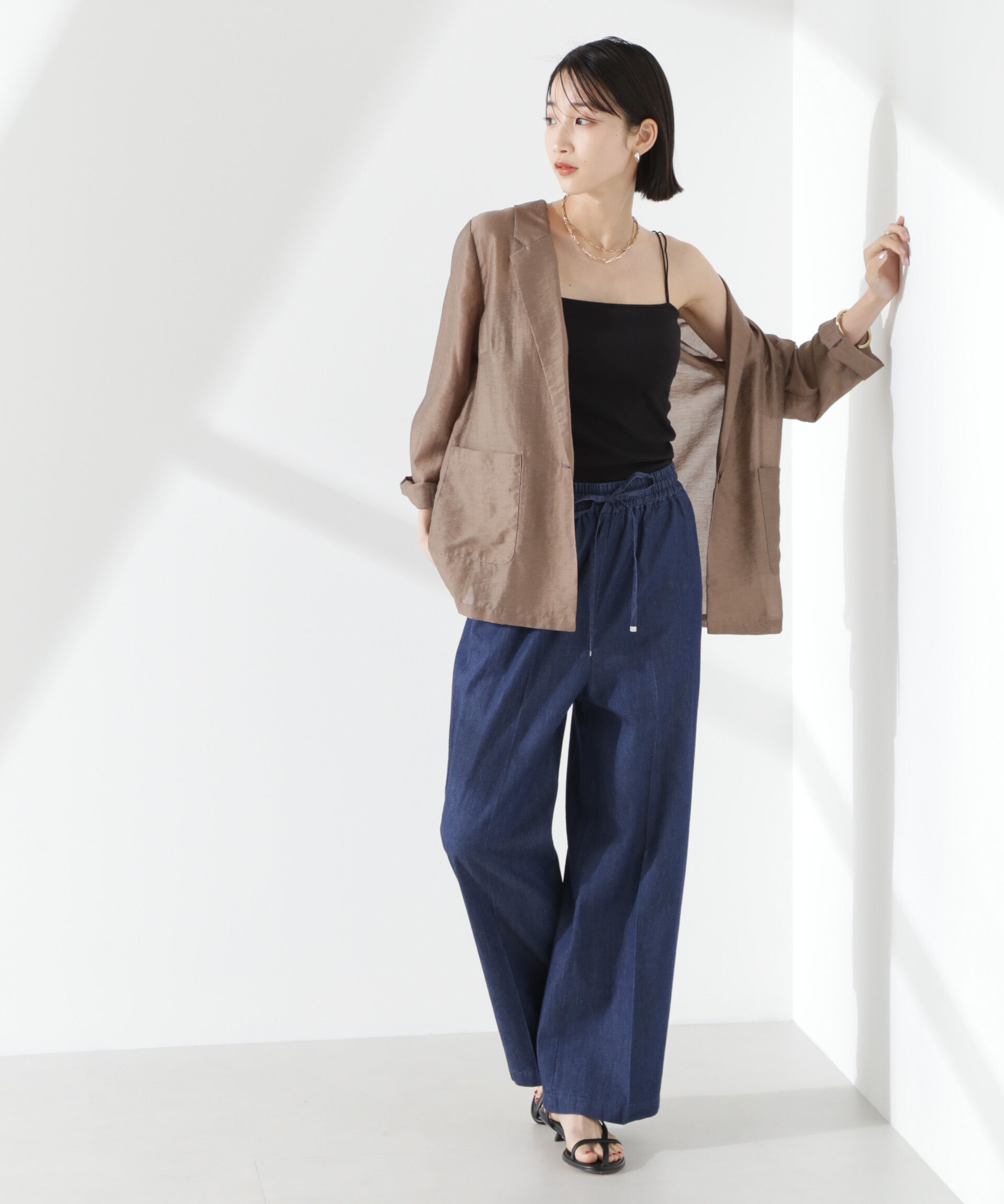 nano･universe「抗菌防臭リブカップ付きダブルストラップキャミソール」|Tシャツ・カットソー|