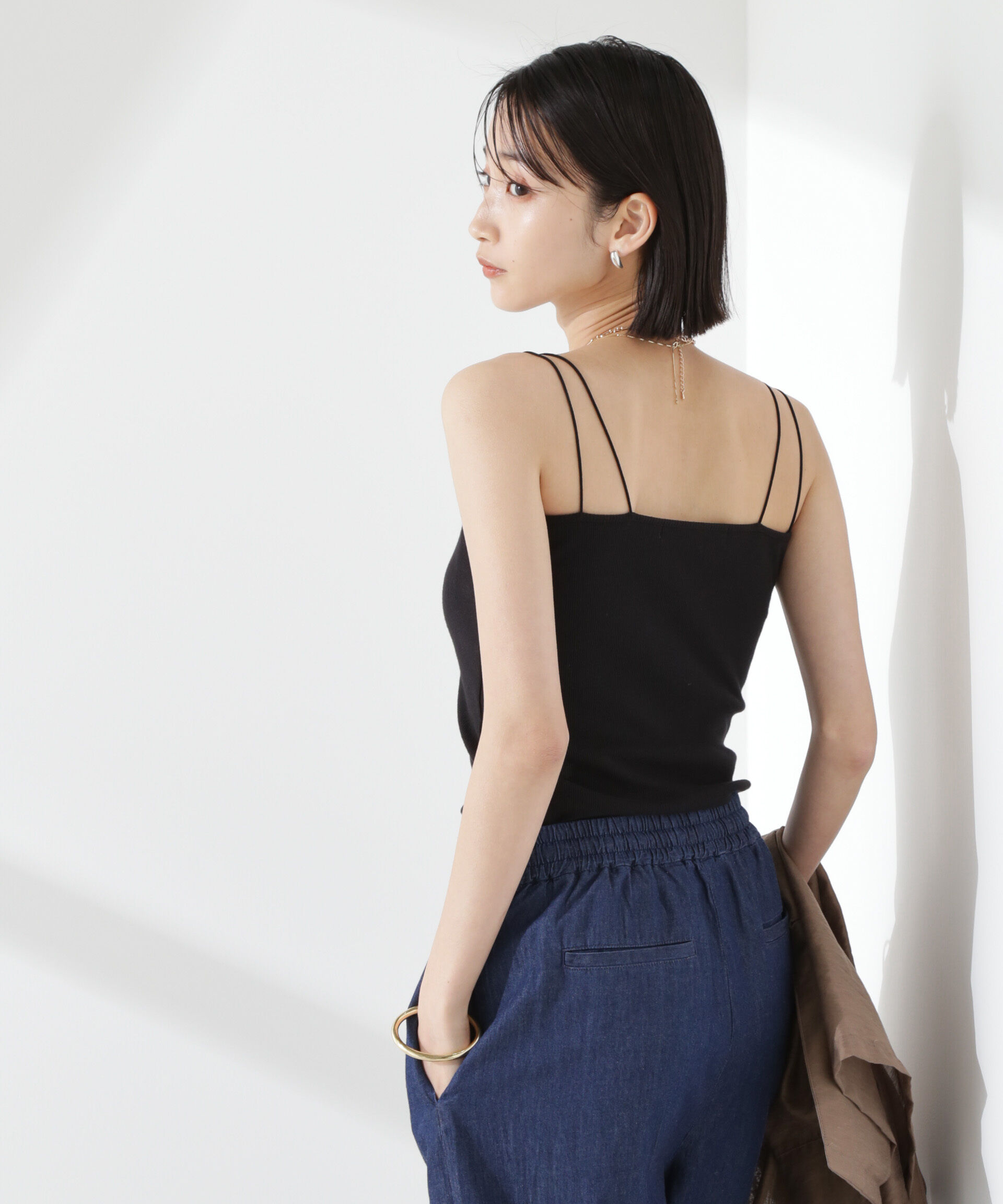 nano･universe「抗菌防臭リブカップ付きダブルストラップキャミソール」|Tシャツ・カットソー|