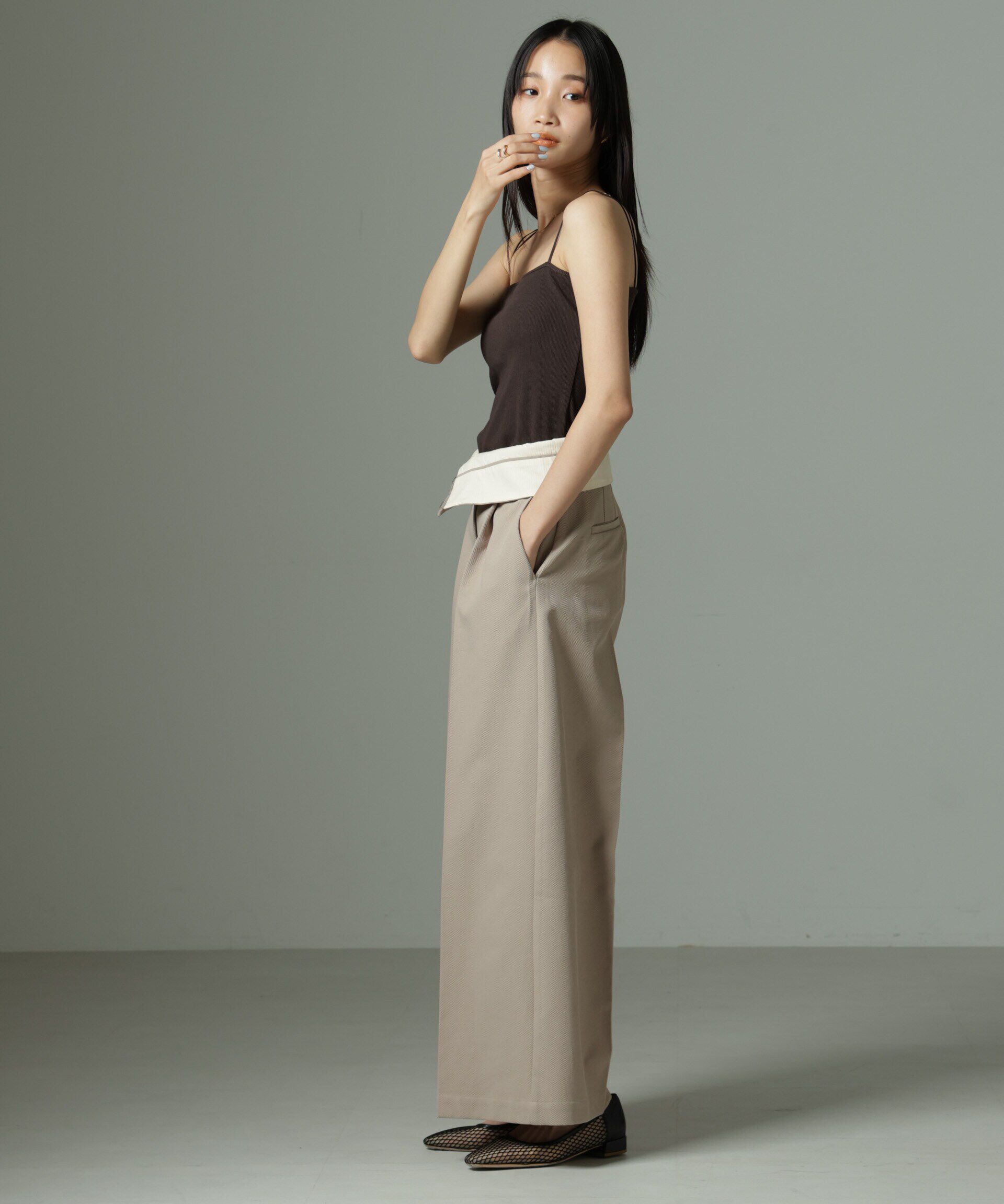 nano･universe「抗菌防臭リブカップ付きダブルストラップキャミソール」|Tシャツ・カットソー|