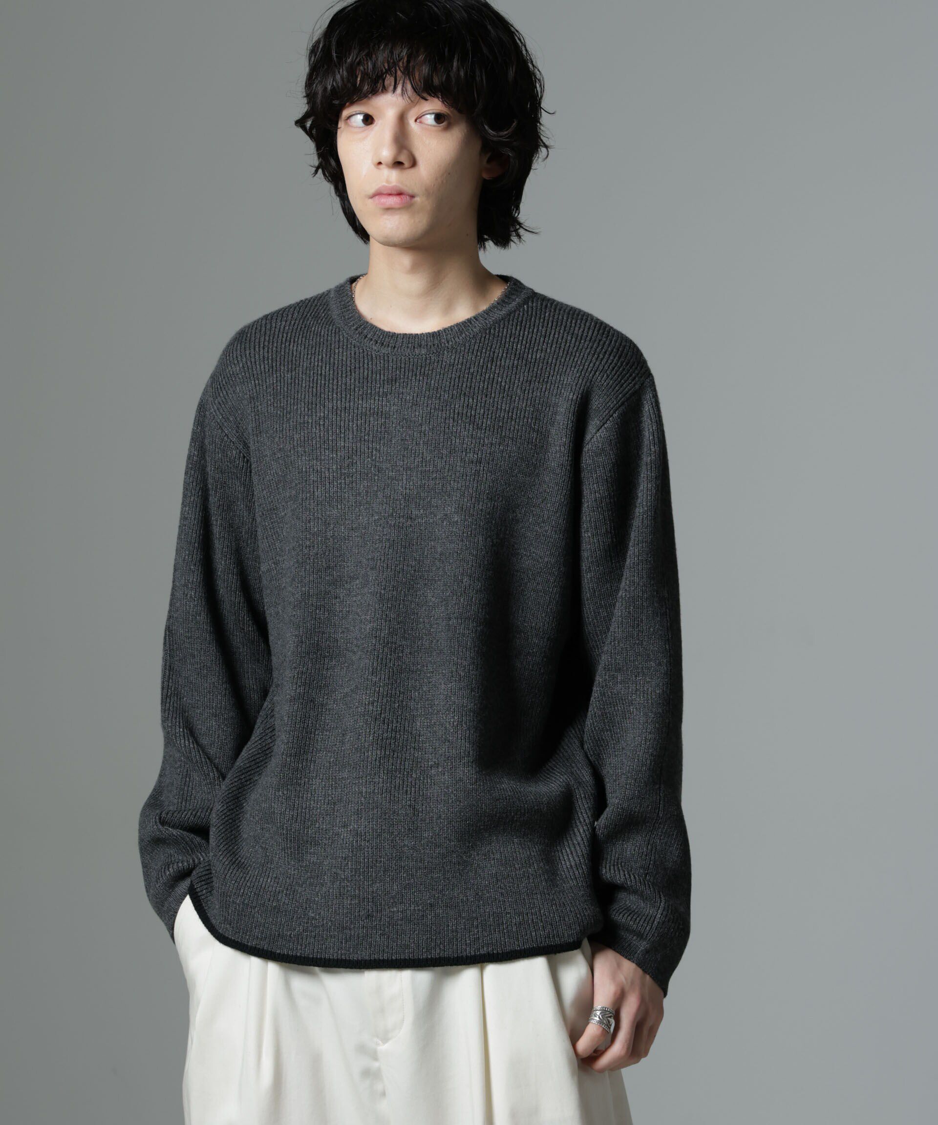 nano･universe「総針ニット」|ニット・セーター|チャコール3