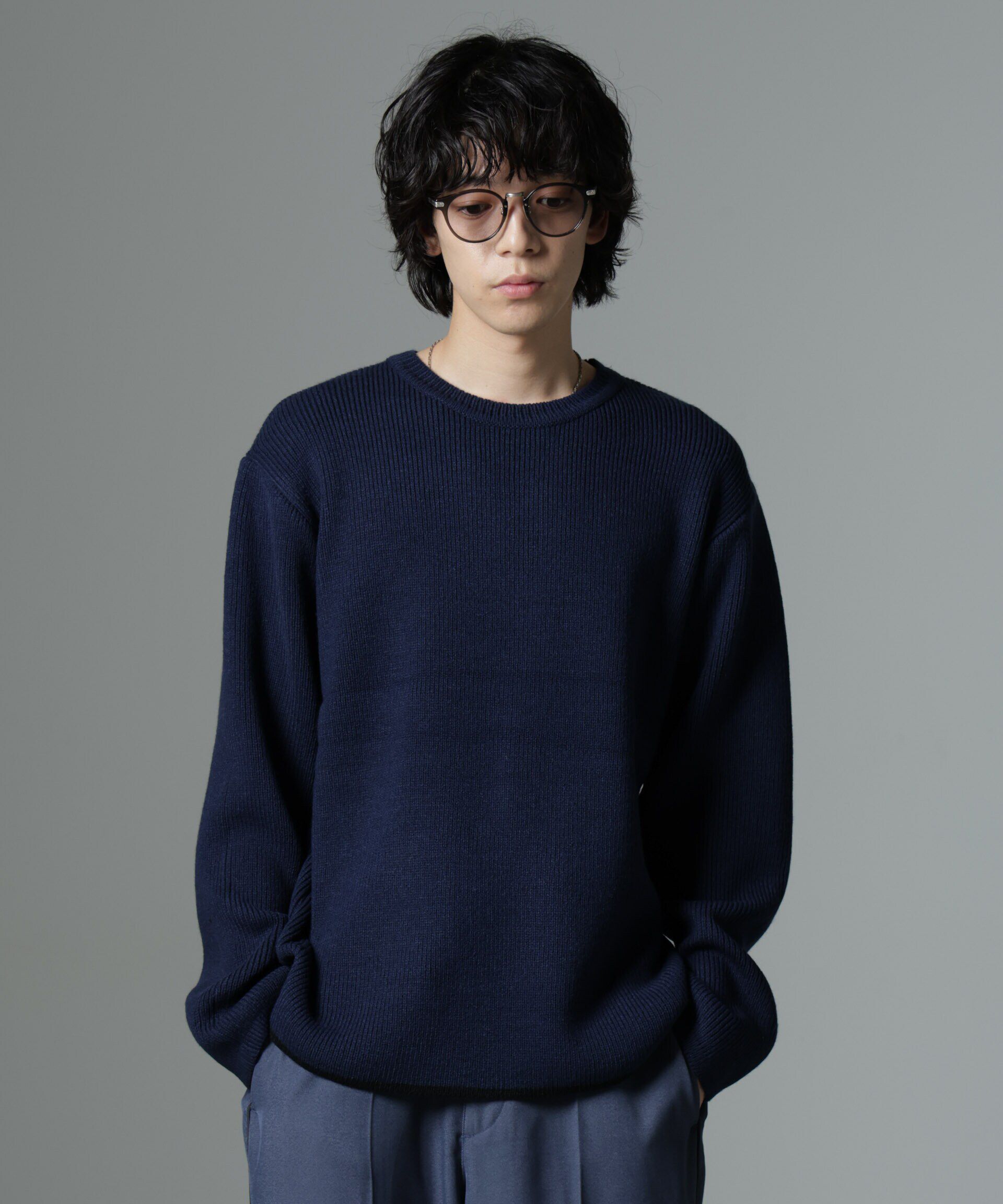 nano･universe「総針ニット」|ニット・セーター|ネイビー