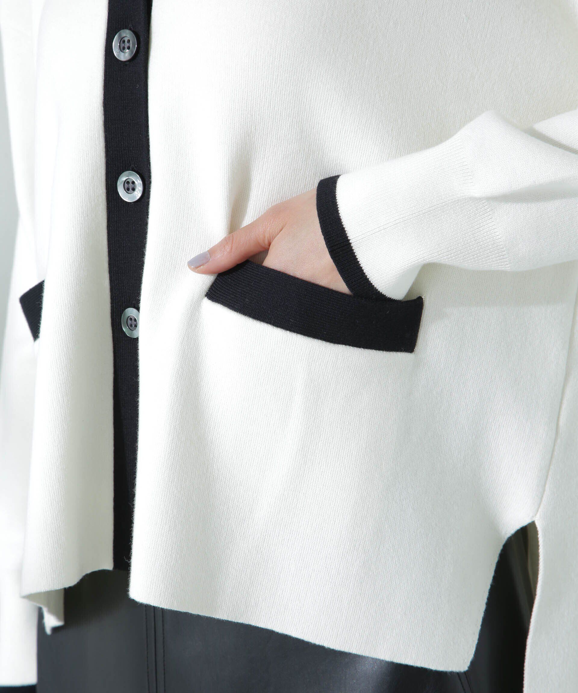 nano･universe「バイカラースムースカーディガン」|ニット・セーター|