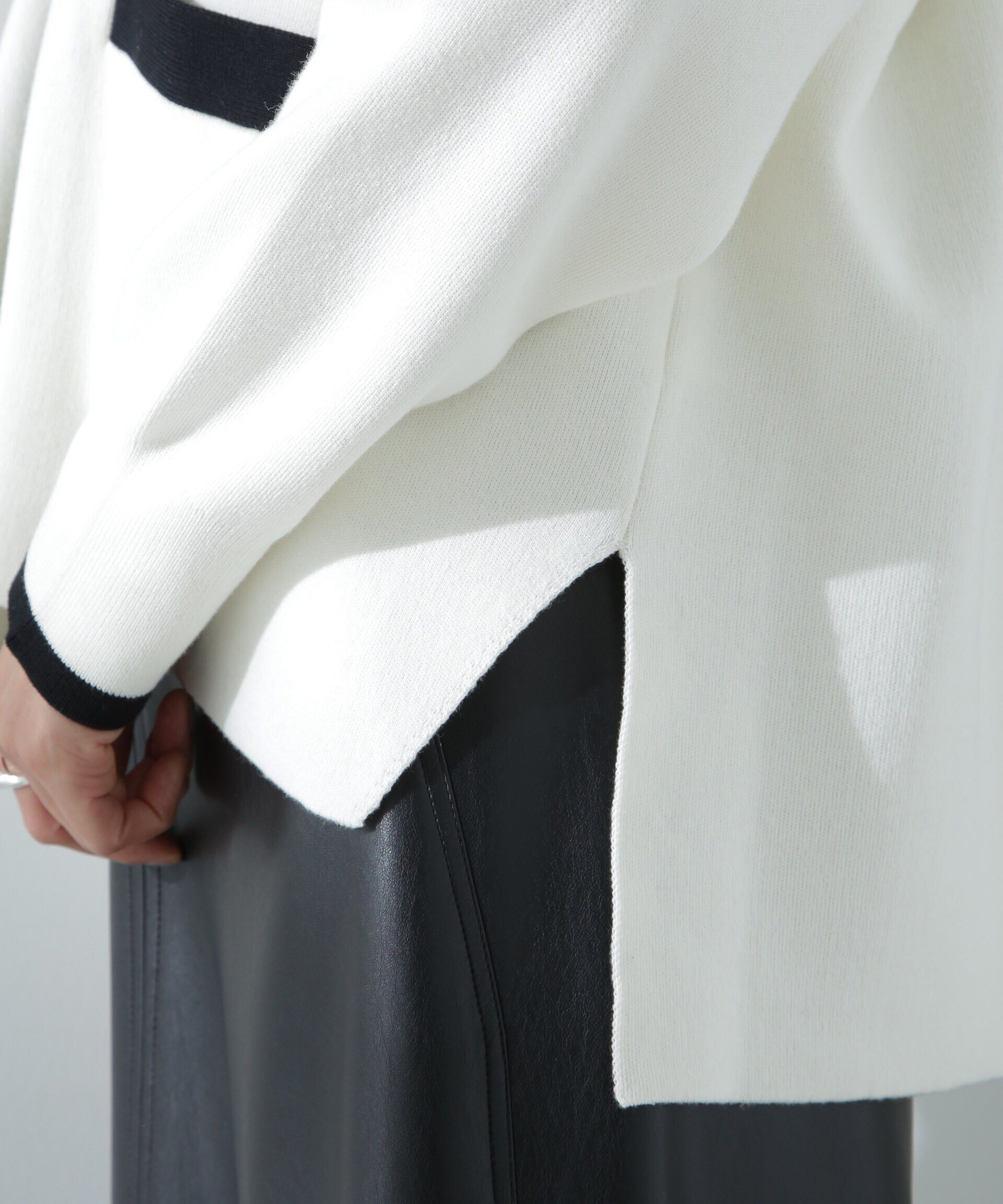 nano･universe「バイカラースムースカーディガン」|ニット・セーター|