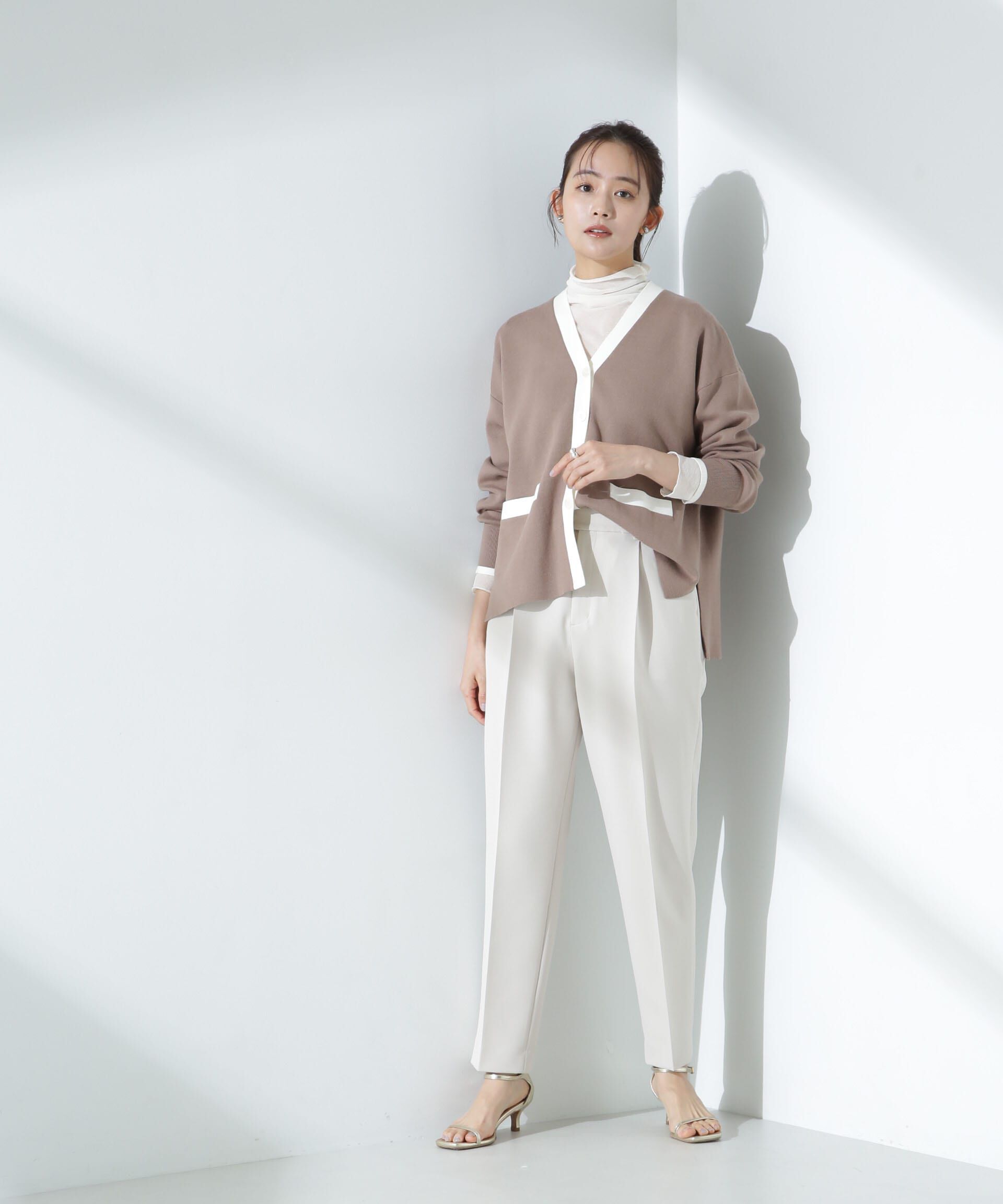 nano･universe「バイカラースムースカーディガン」|ニット・セーター|