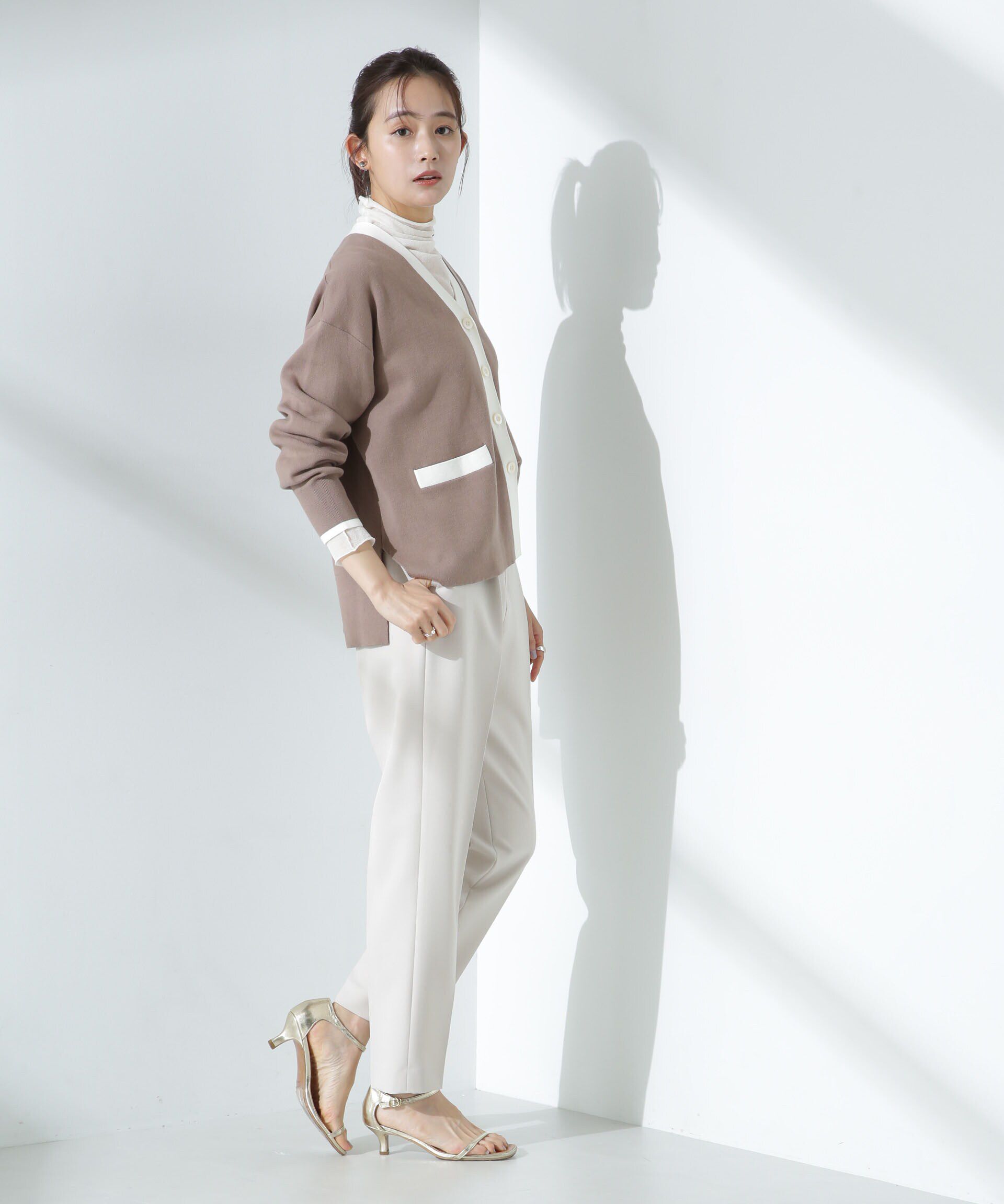 nano･universe「バイカラースムースカーディガン」|ニット・セーター|