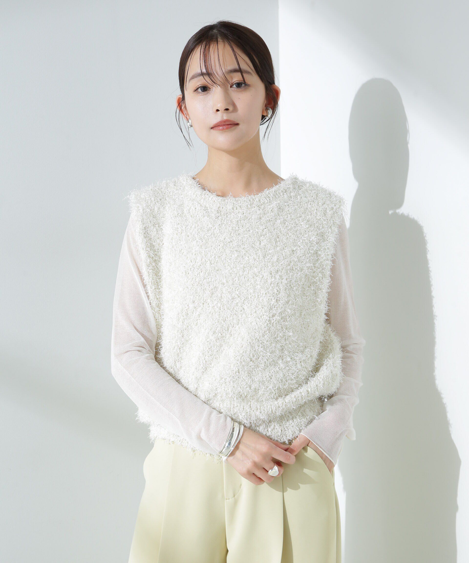 nano･universe「シャギーニットベスト」|ニット・セーター|