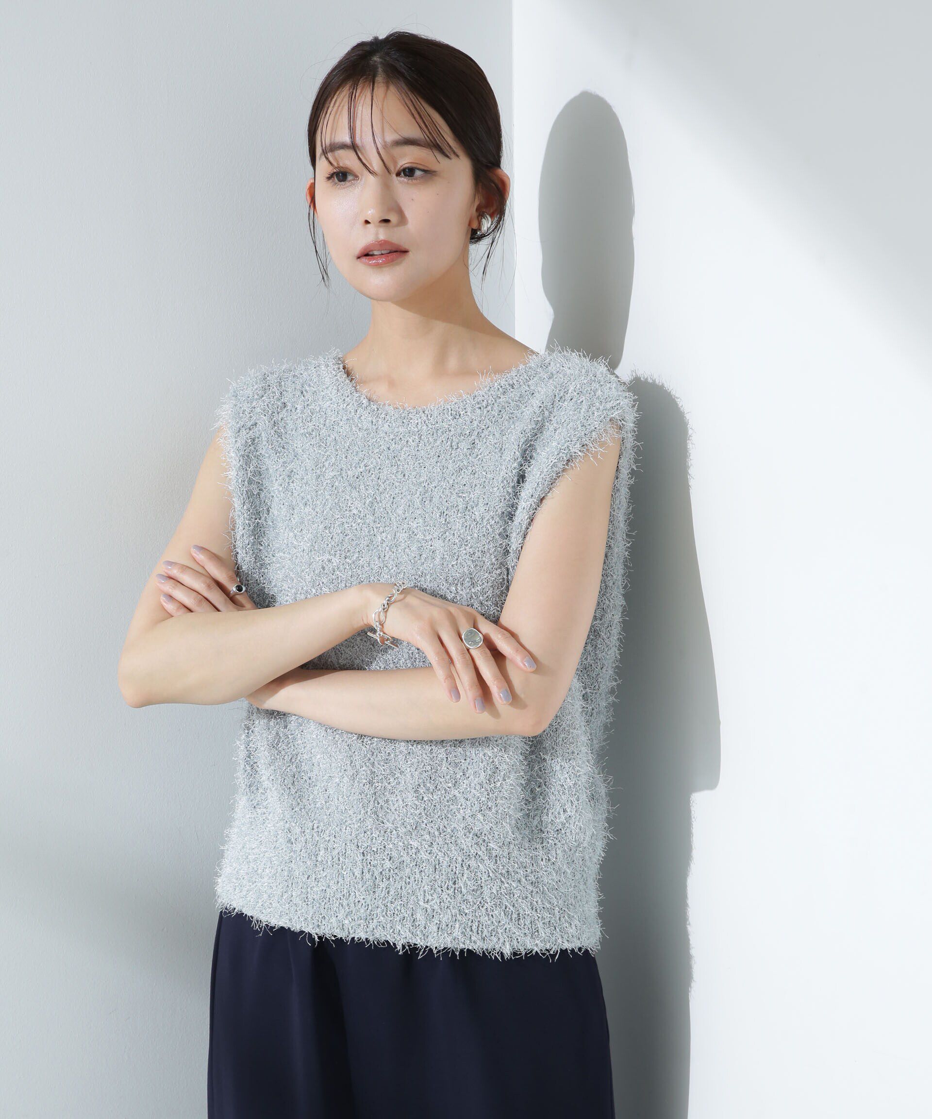 nano･universe「シャギーニットベスト」|ニット・セーター|