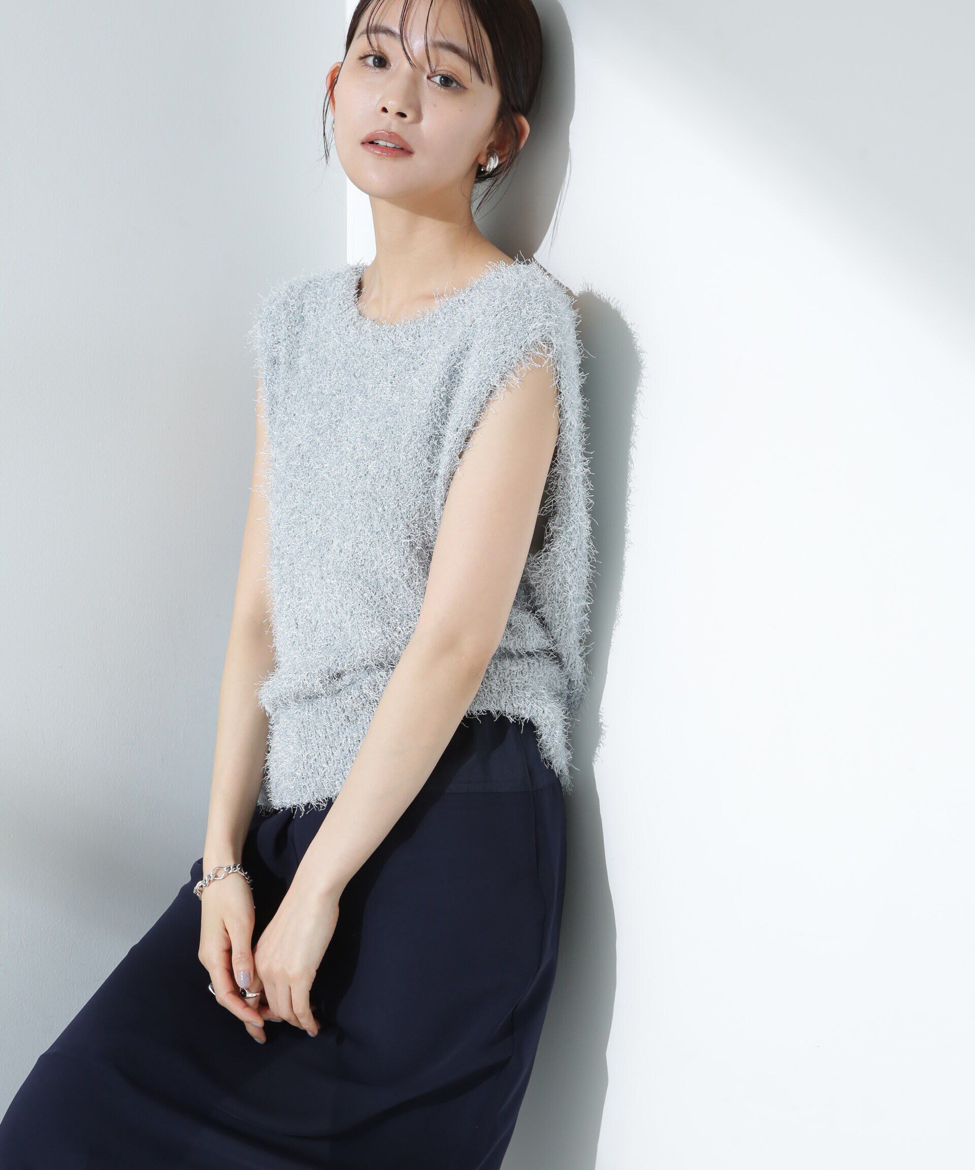 nano･universe「シャギーニットベスト」|ニット・セーター|