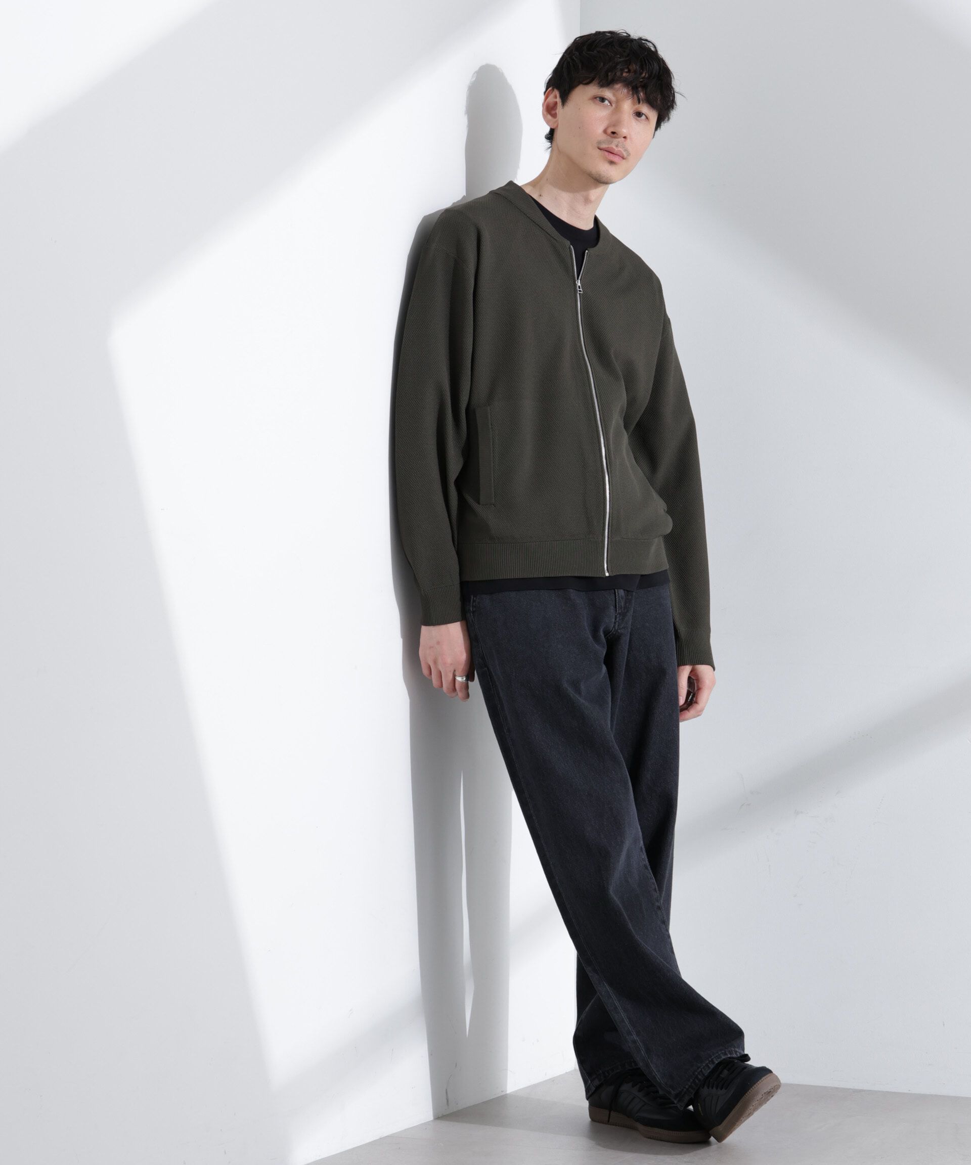 nano･universe「エアニットジップブルゾン」|ブルゾン・スタジャン|