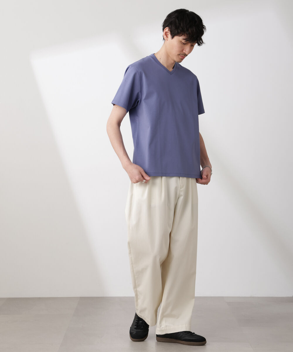 nano･universe「ジャケT(R)プレミアム Vネック 半袖」|Tシャツ・カットソー|