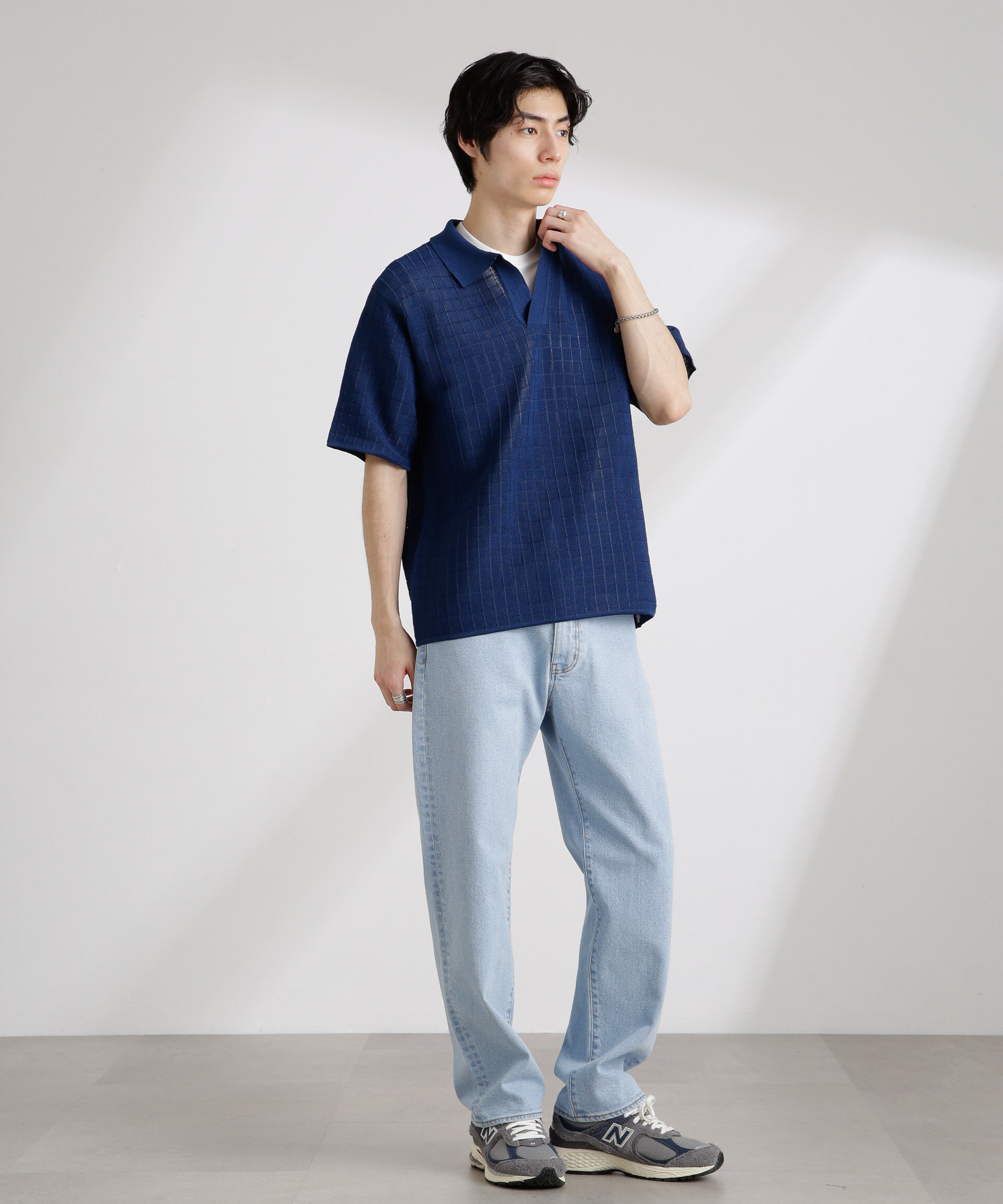 nano･universe「透かし編みスキッパーニット 半袖」|ニット・セーター|