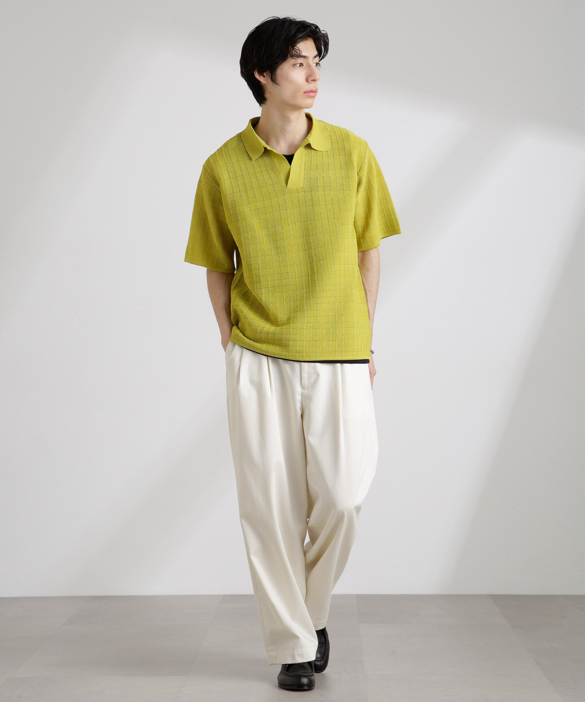 nano･universe「透かし編みスキッパーニット 半袖」|ニット・セーター|