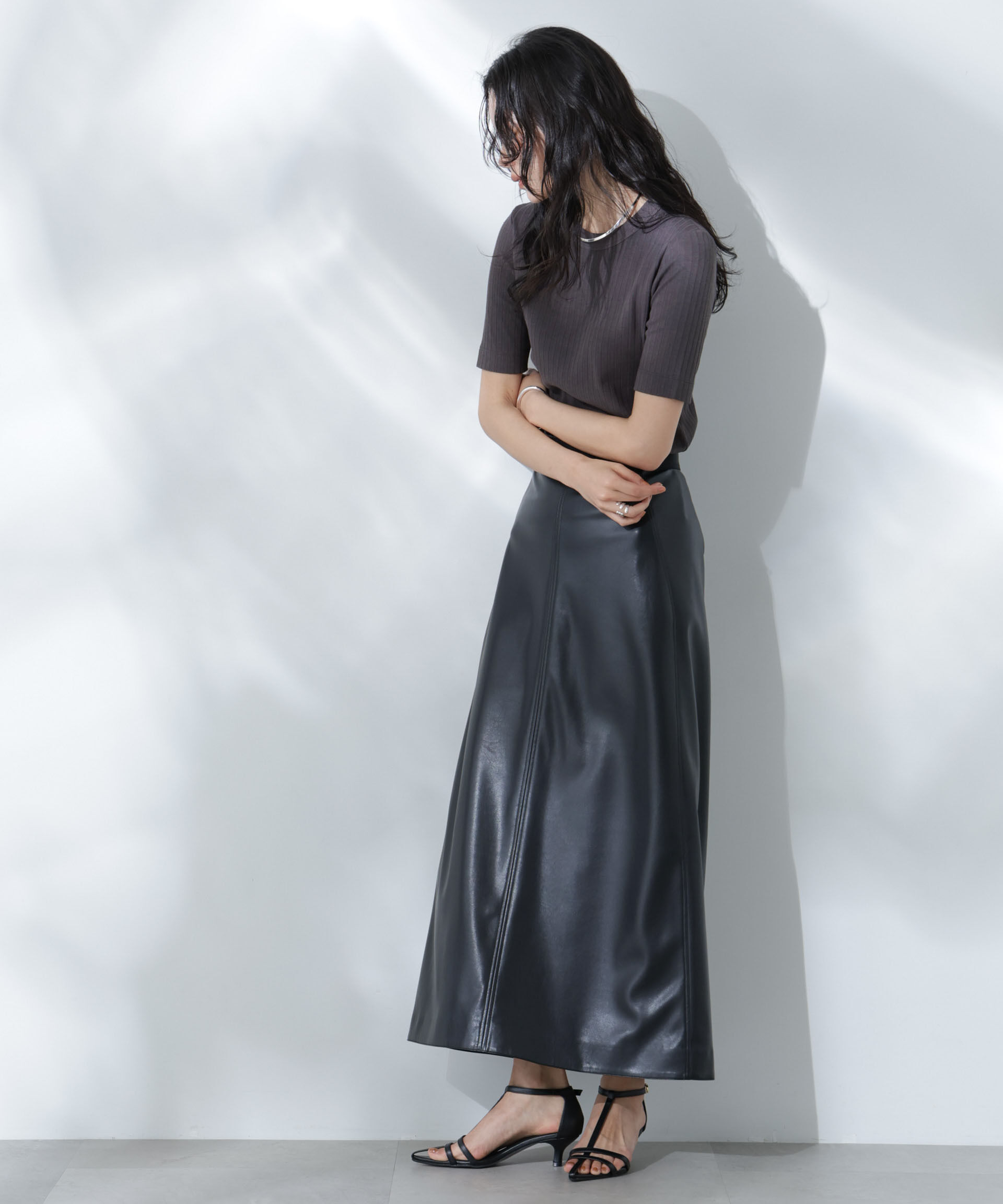 nano･universe「Anti Soaked(R) 汗染み防止クルーネックリブTシャツ」|Tシャツ・カットソー|