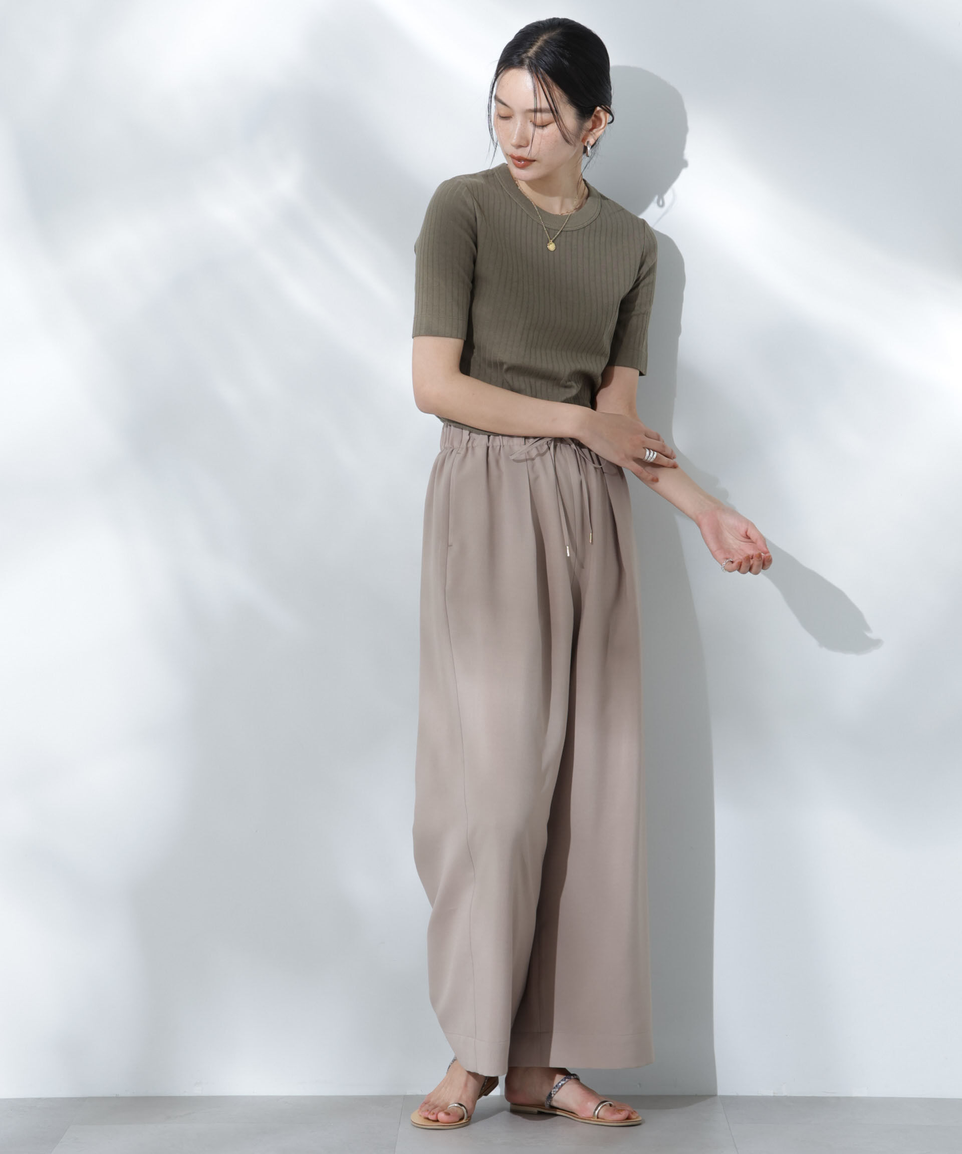 nano･universe「Anti Soaked(R) 汗染み防止クルーネックリブTシャツ」|Tシャツ・カットソー|