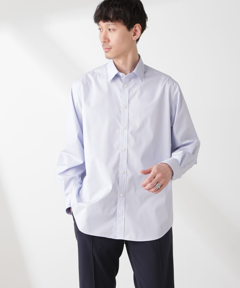 nano･universe「ESTENEIGE(R) レギュラーカラーシャツ 長袖/接触冷感」|シャツ・ブラウス|L.ブルー1