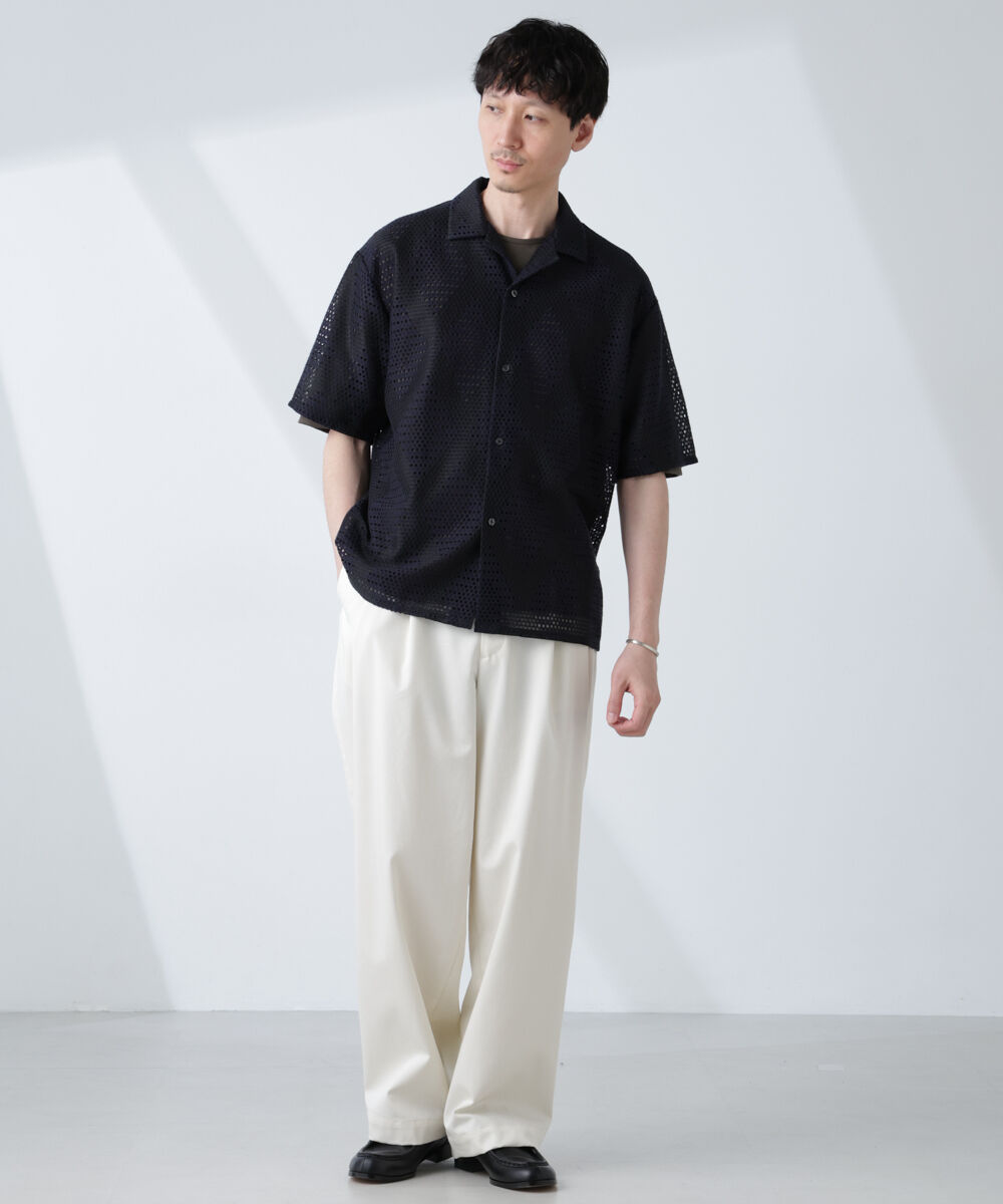 nano･universe「ダイヤレース オープンカラーシャツ」|シャツ・ブラウス|