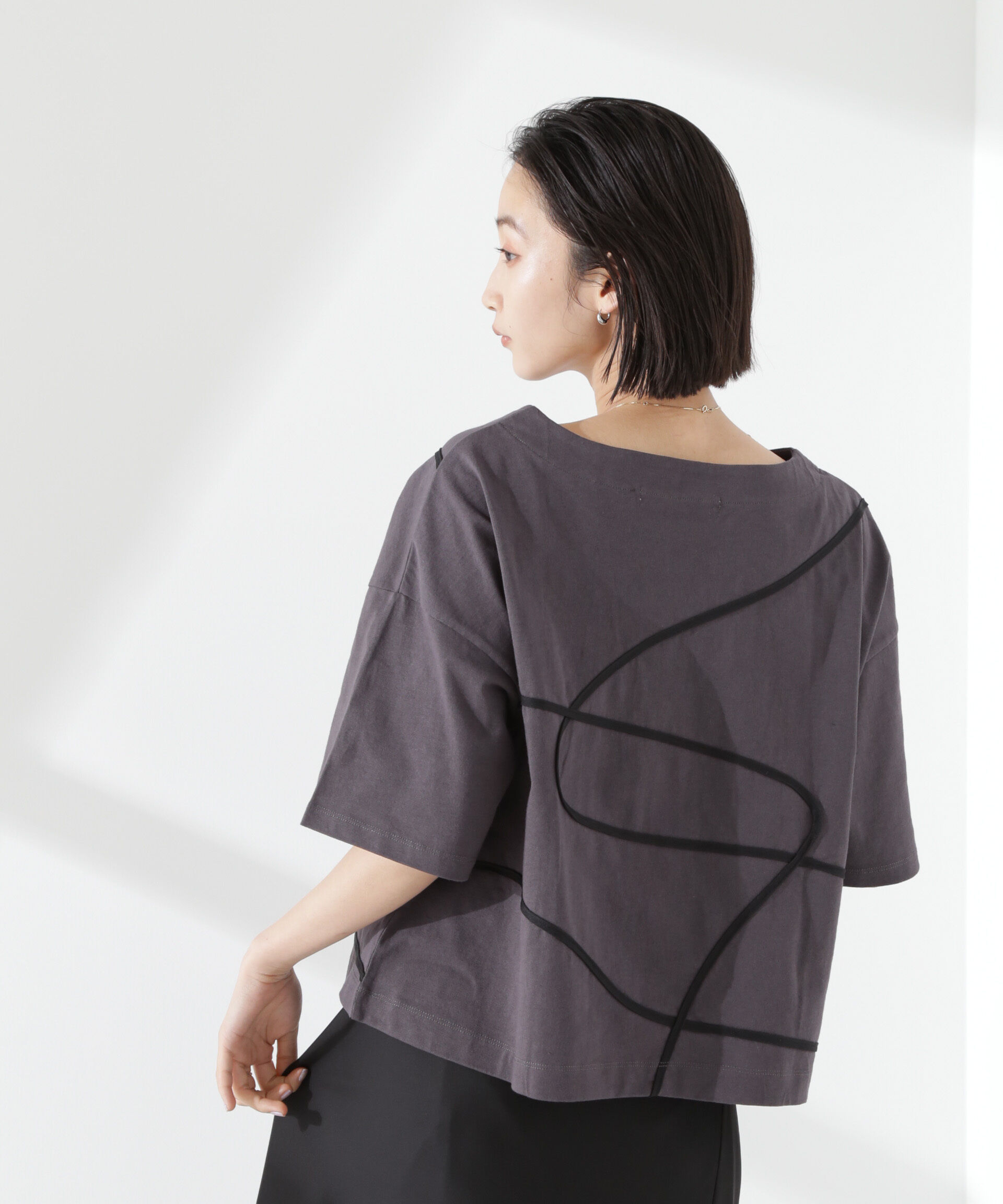 nano･universe「コード刺繍クルーネックカットトップス」|Tシャツ・カットソー|