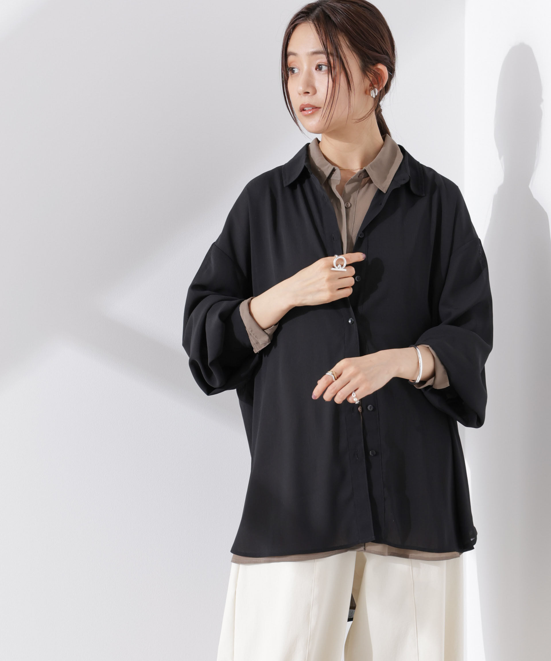 nano･universe「シアー楊柳オーバーサイズシャツ」|シャツ・ブラウス|