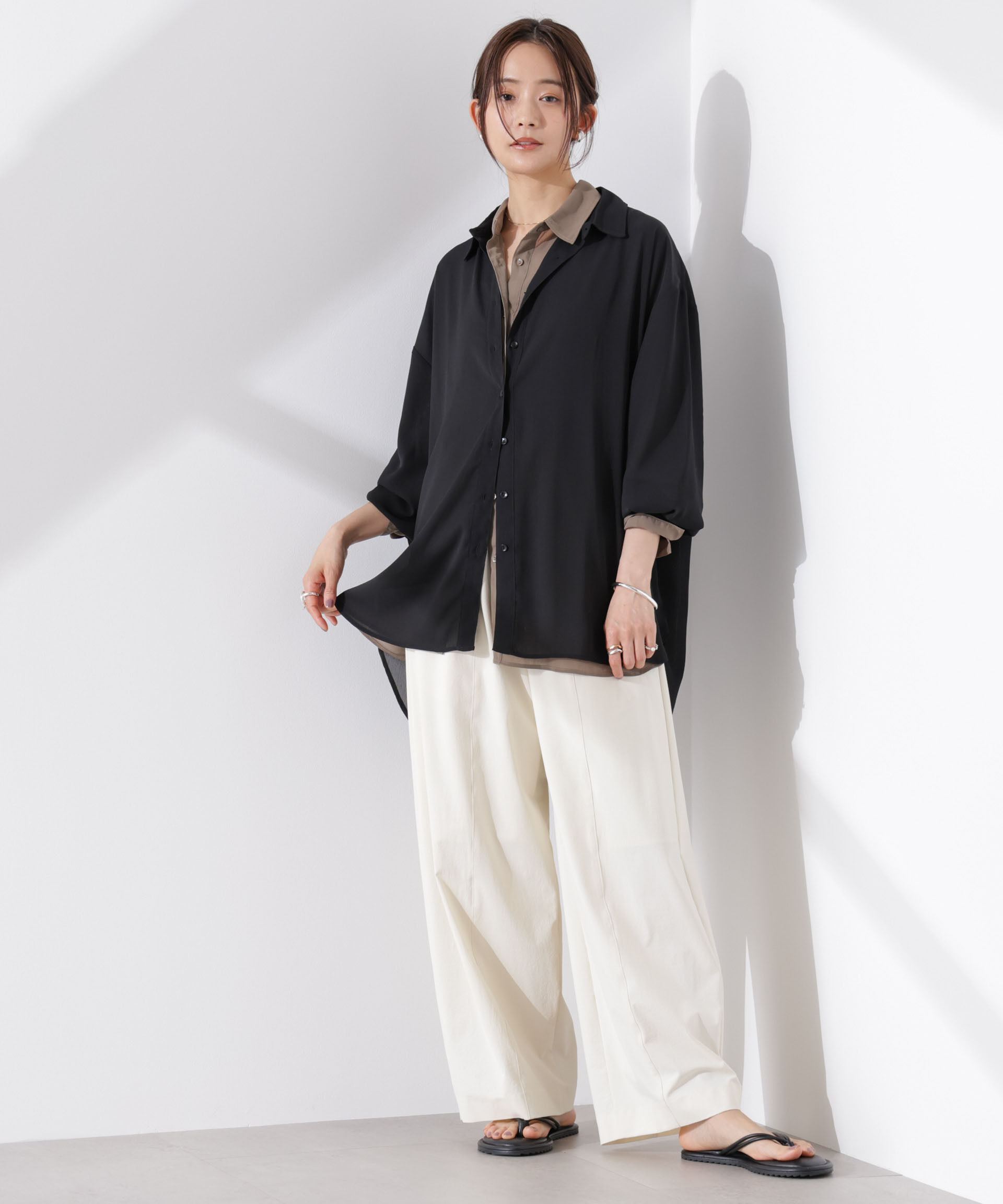 nano･universe「シアー楊柳オーバーサイズシャツ」|シャツ・ブラウス|