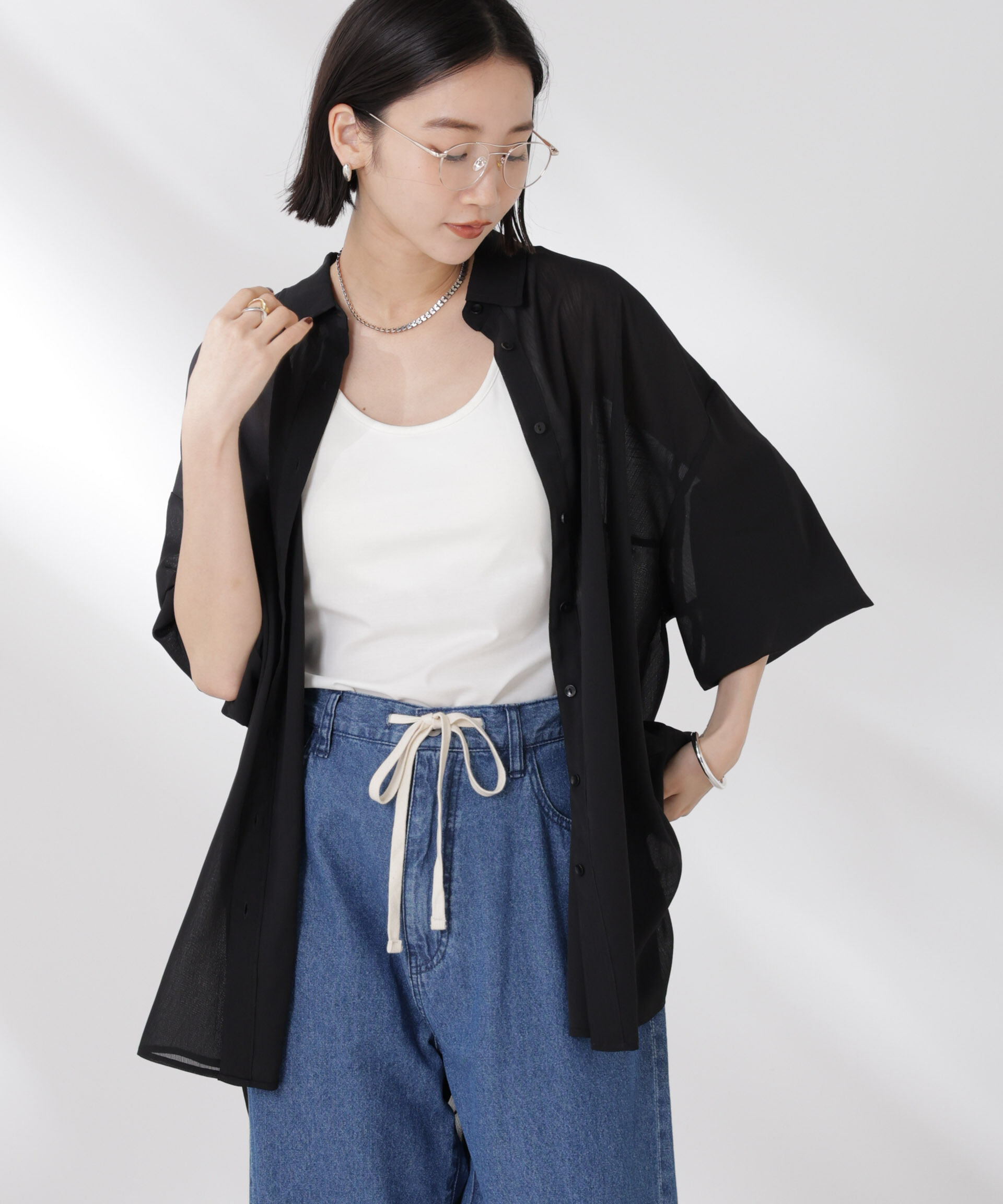 nano･universe「シアー楊柳オーバーサイズシャツ」|シャツ・ブラウス|