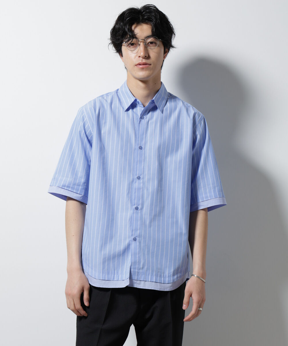 nano･universe「クレイジーストライプシャツ 半袖 2」|シャツ・ブラウス|