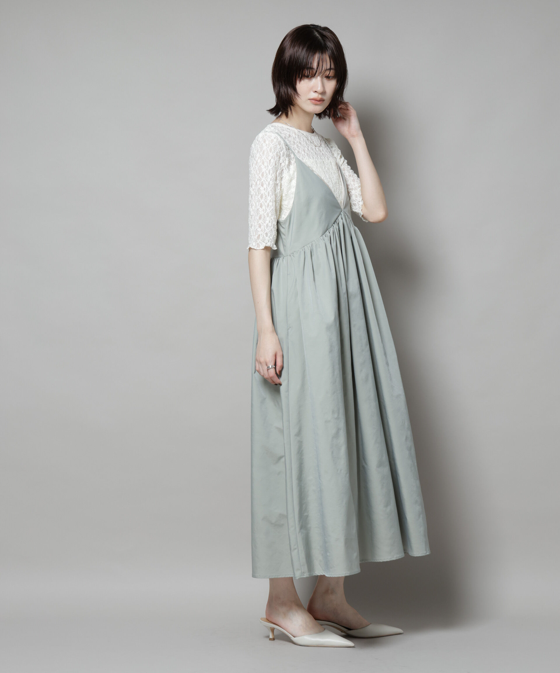 nano･universe「シャンブレータフタキャミレイヤードワンピース」|ワンピース|