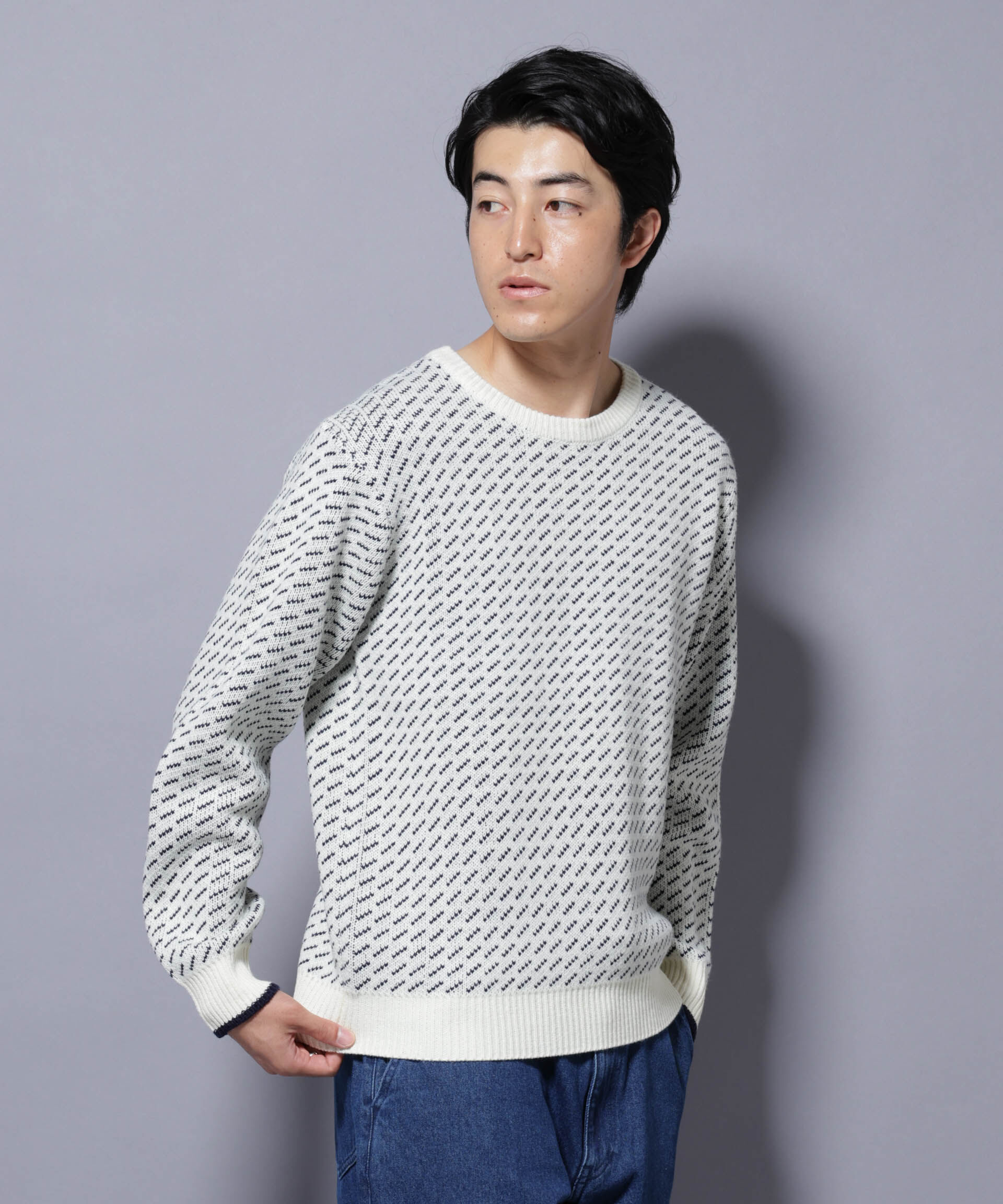 nano･universe「バーズアイニット」|ニット・セーター|ホワイト