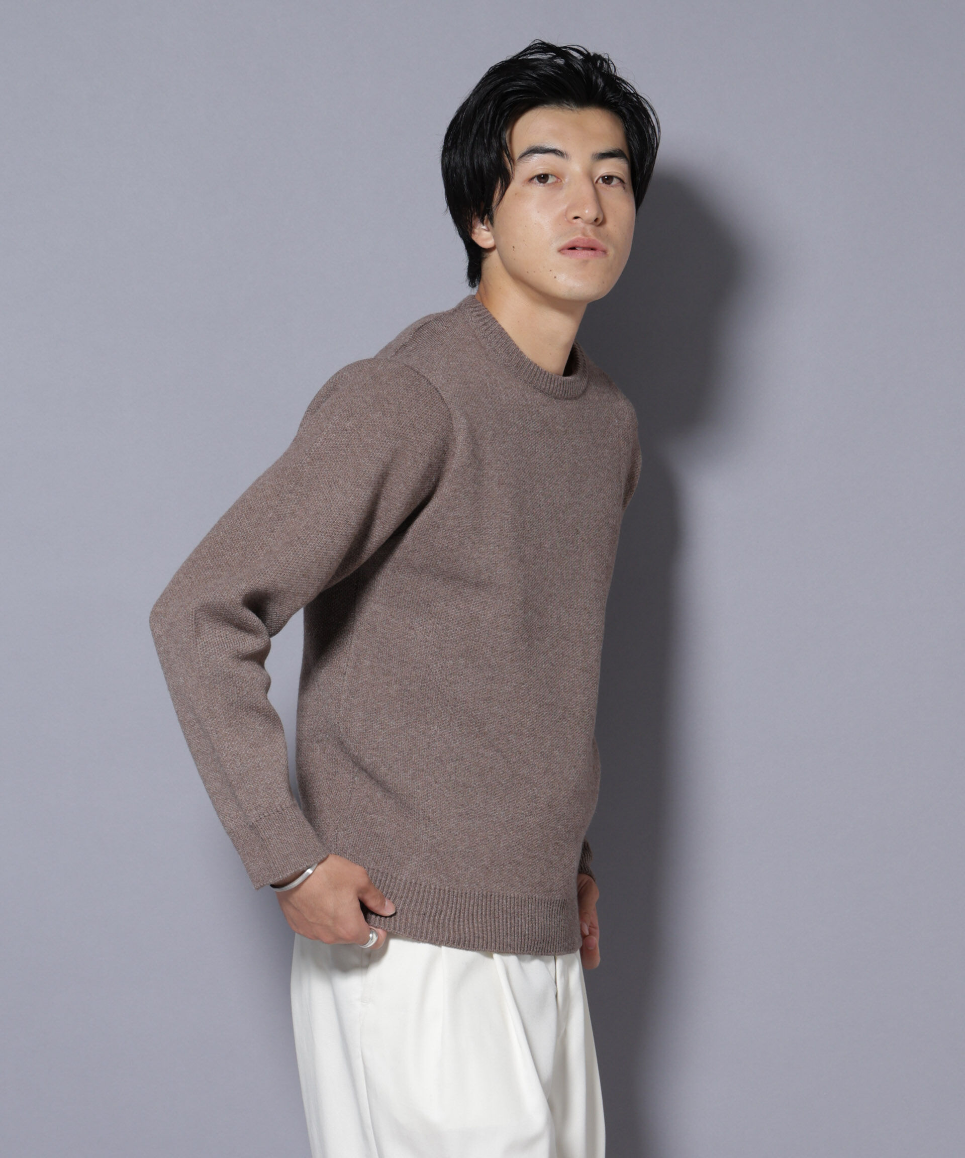 nano･universe「PBTストレッチクルーネックニット」|ニット・セーター|