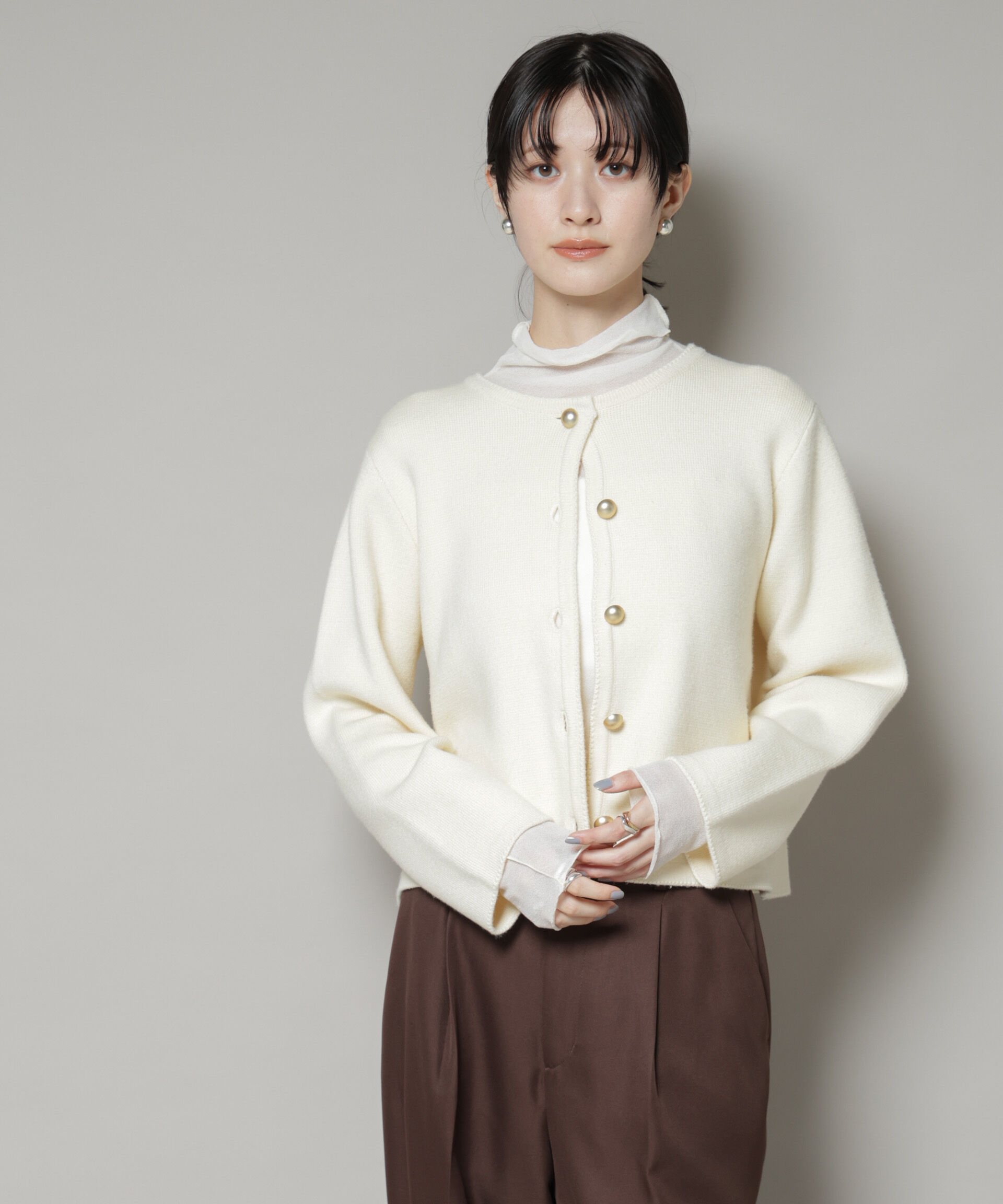 nano･universe「ミラノリブニットジャケット」|ニット・セーター|アイボリー7