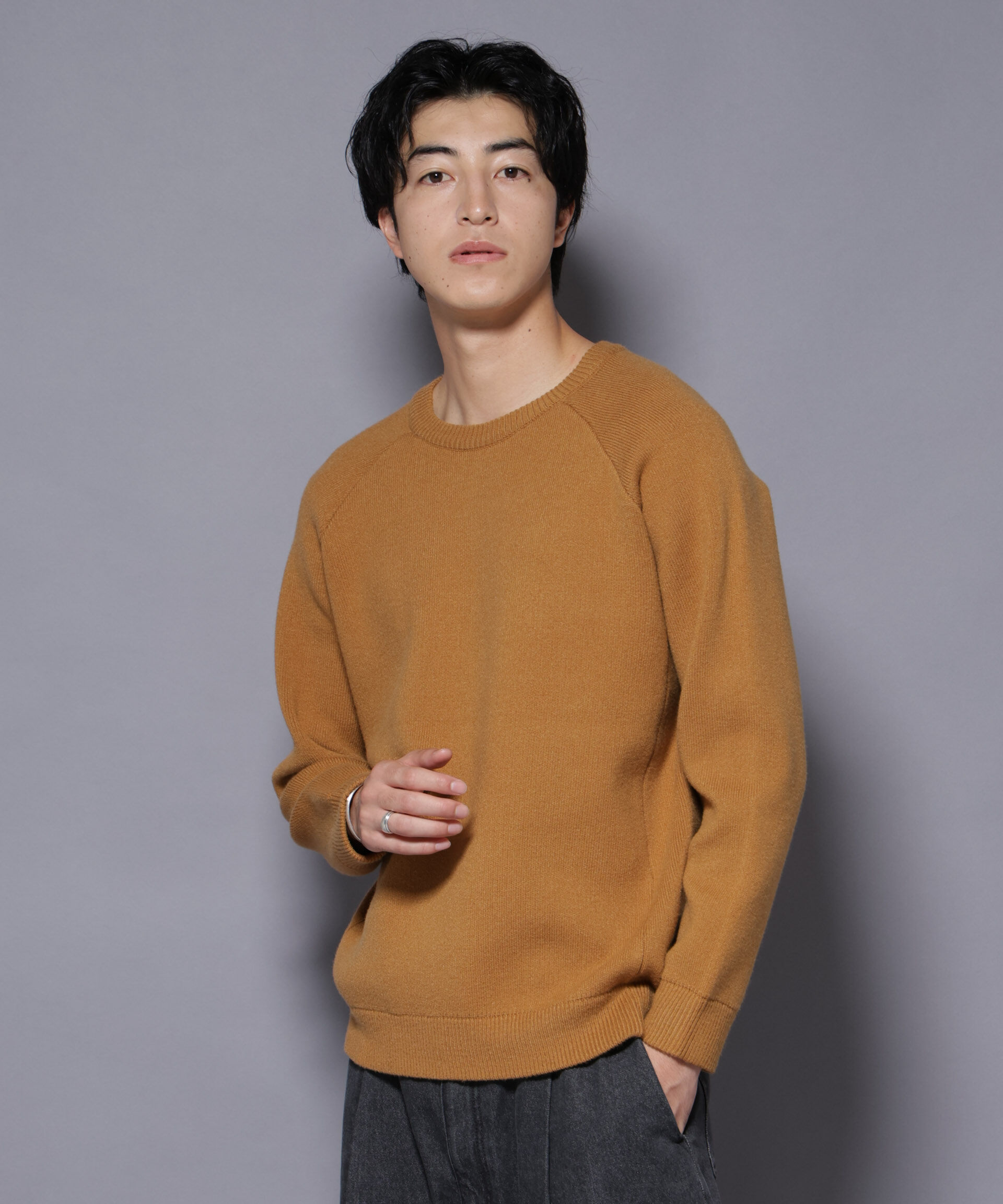 nano･universe「ウォッシャブル ダブルフェイスニット」|ニット・セーター|マスタード3