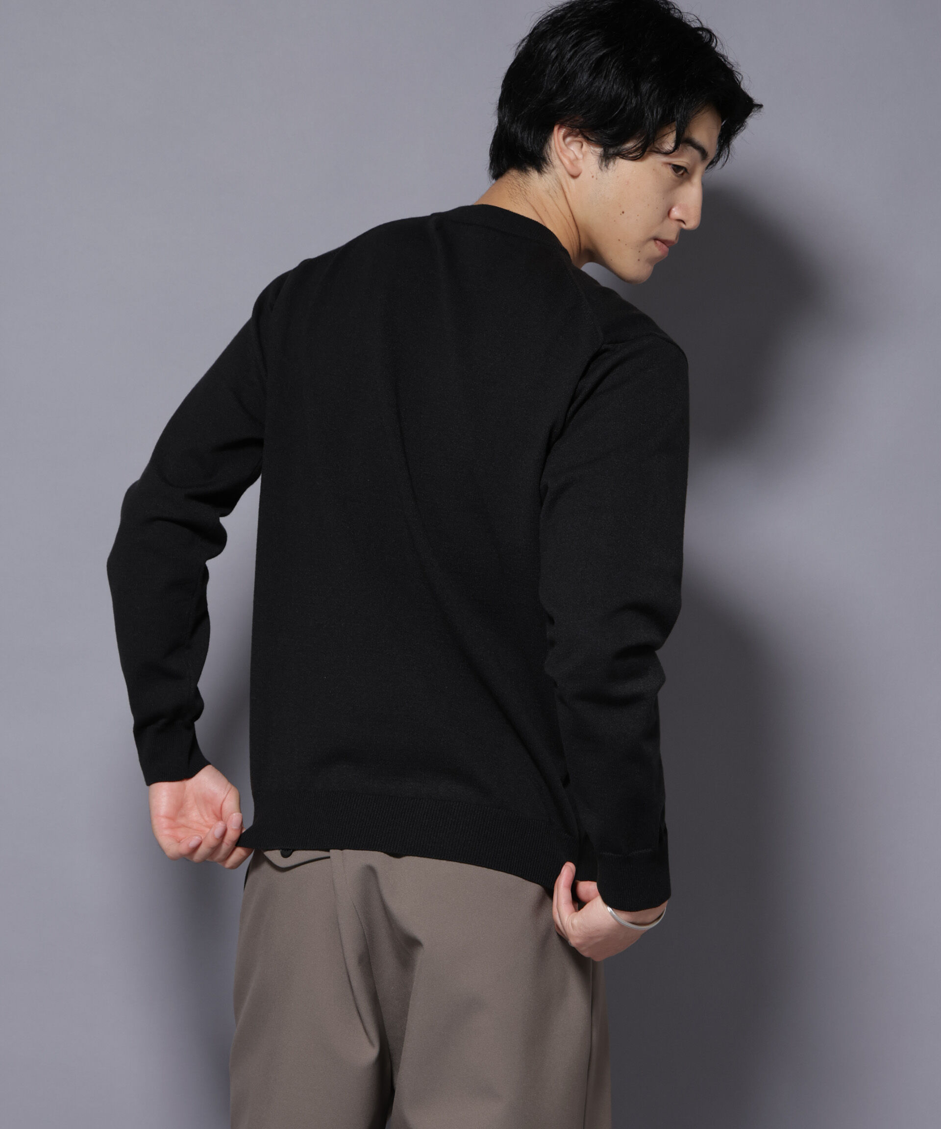 nano･universe「ダブルフェイスストレッチモックネックニット」|ニット・セーター|