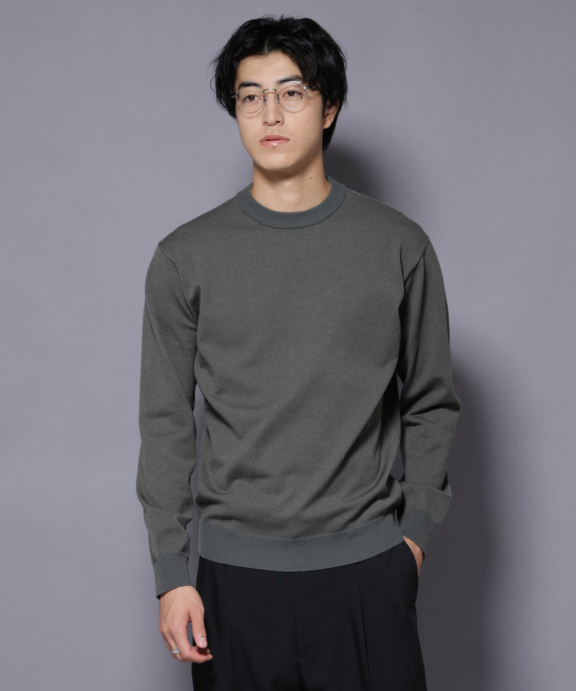 nano･universe「ダブルフェイスストレッチモックネックニット」|ニット・セーター|