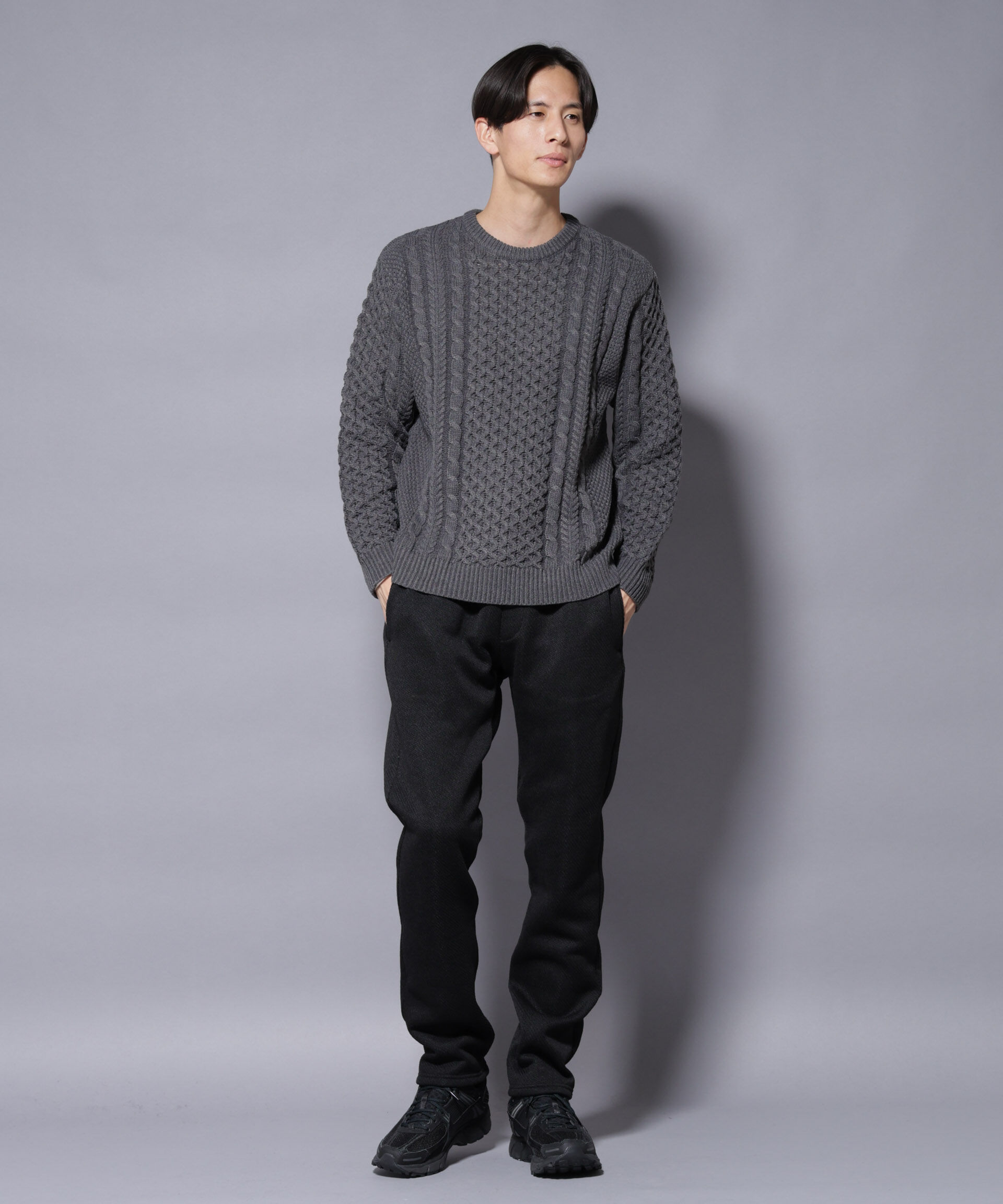 nano･universe「ローゲージケーブルニット」|ニット・セーター|