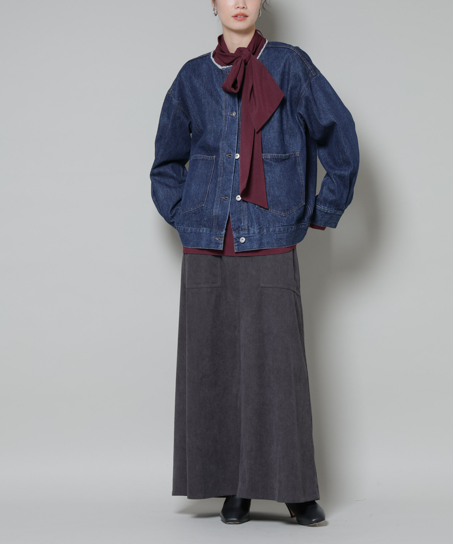 nano･universe「ソフトコーデュロイマキシスカート」|スカート|チャコール3