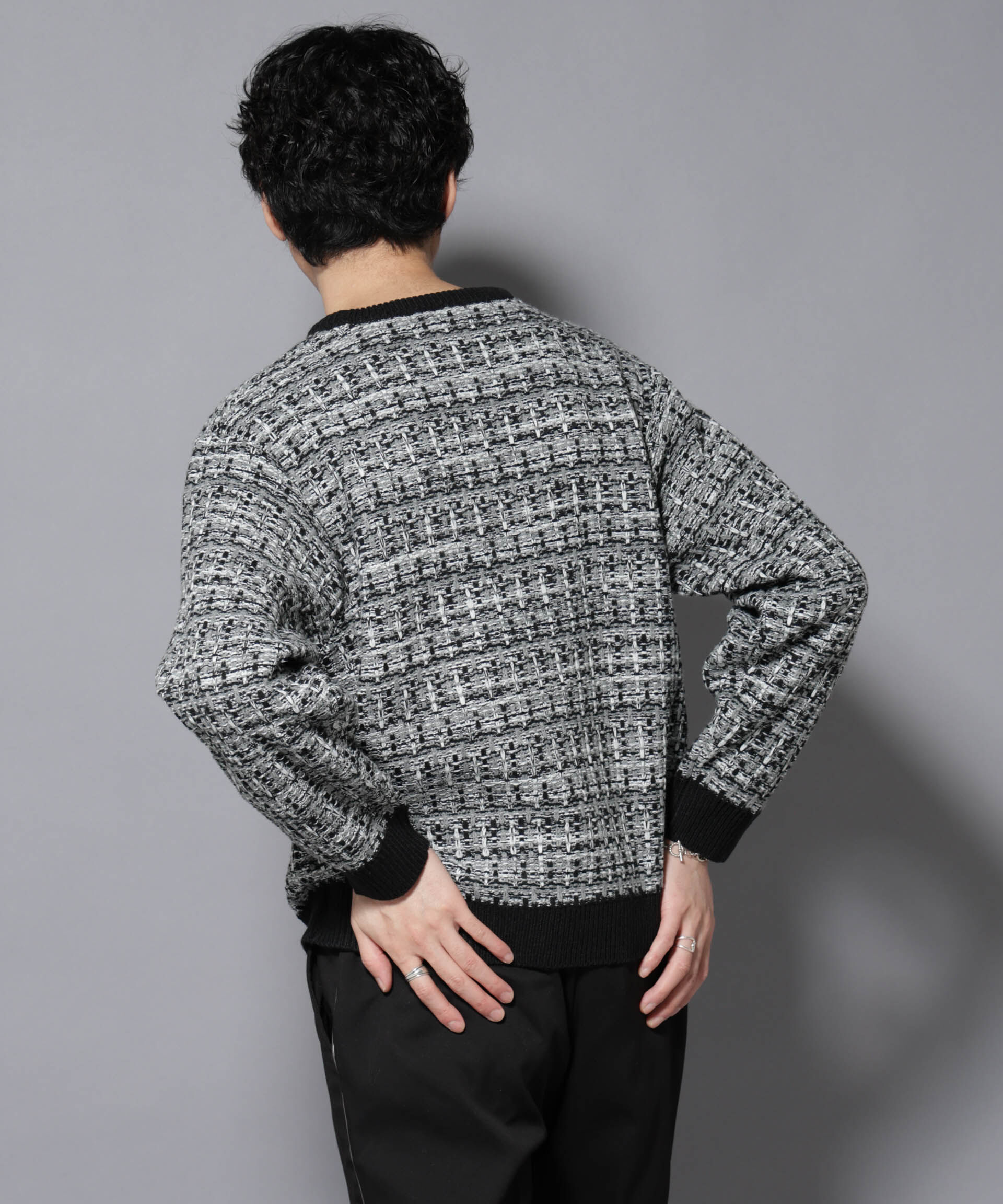 nano･universe「ツイードジャガードニット」|ニット・セーター|