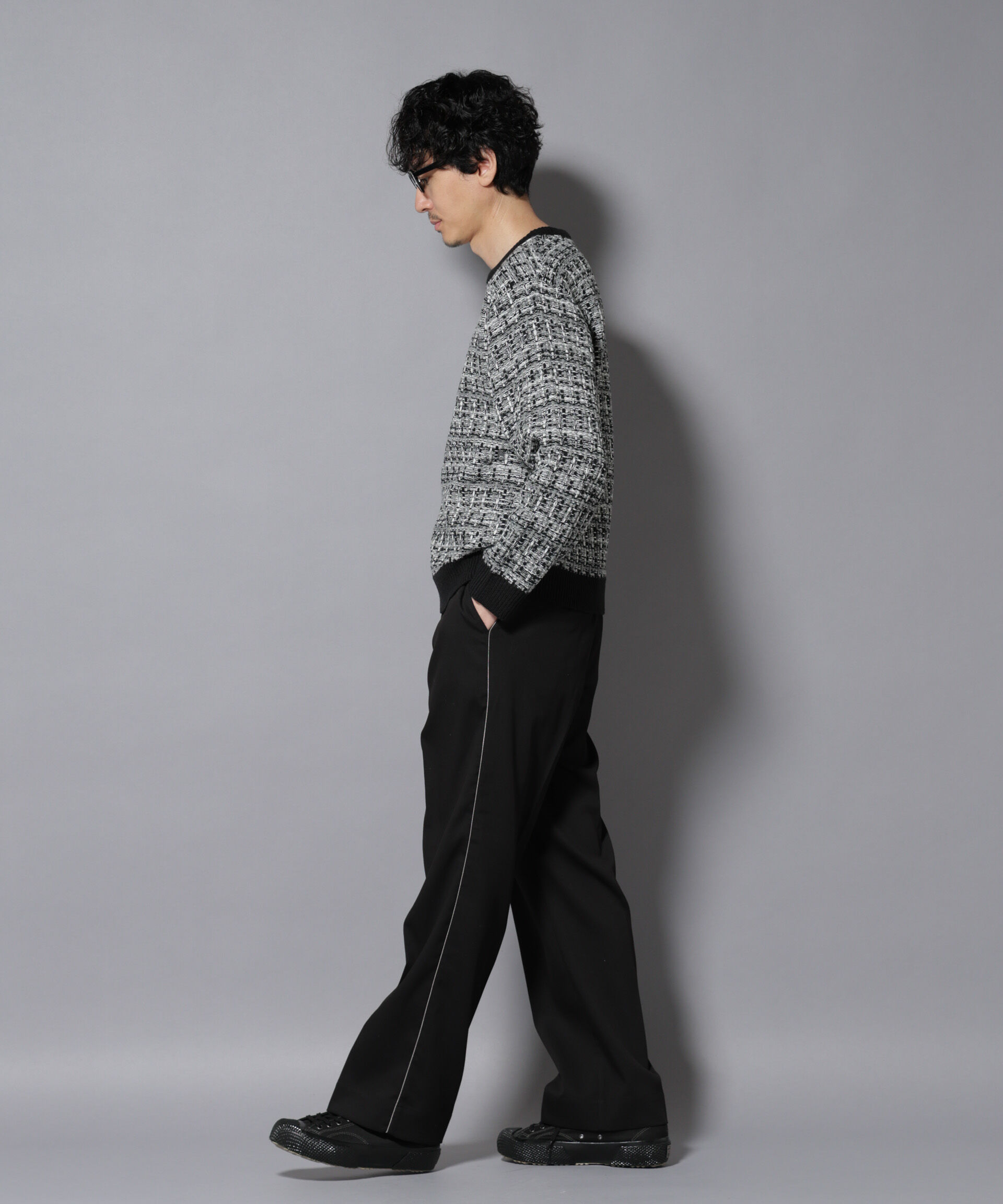 nano･universe「ツイードジャガードニット」|ニット・セーター|
