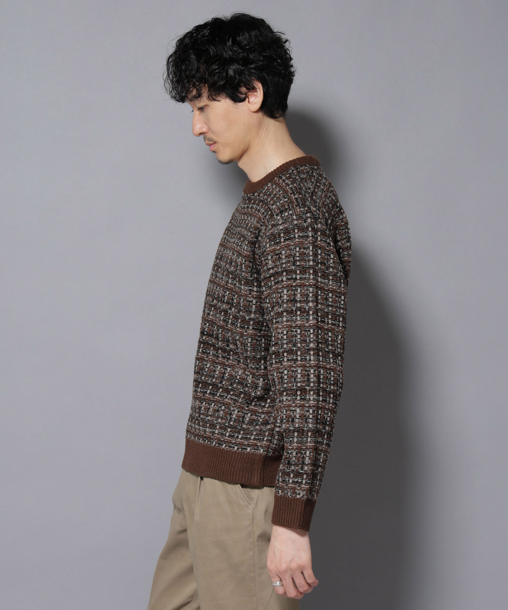 nano･universe「ツイードジャガードニット」|ニット・セーター|