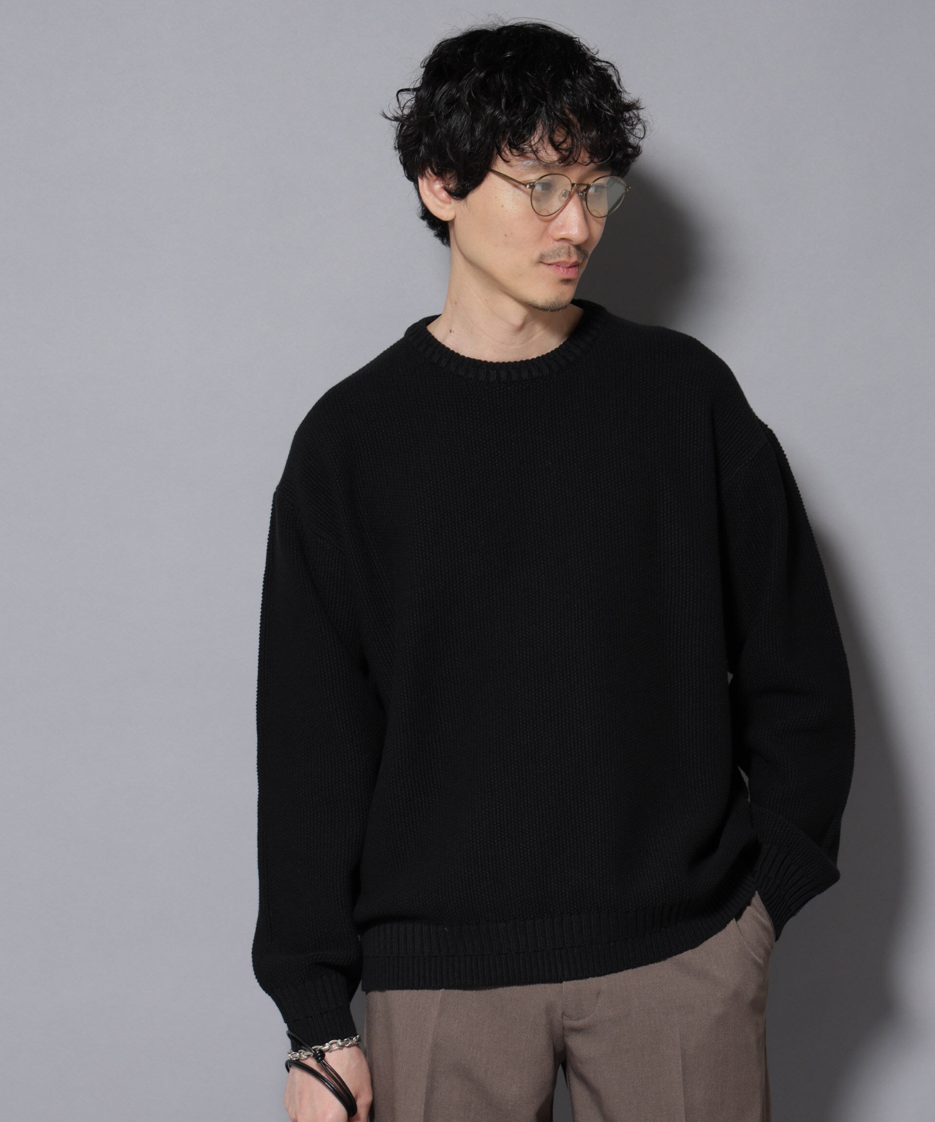 nano･universe「コットンMIXバルキーカノコクルーネックニット」|ニット・セーター|