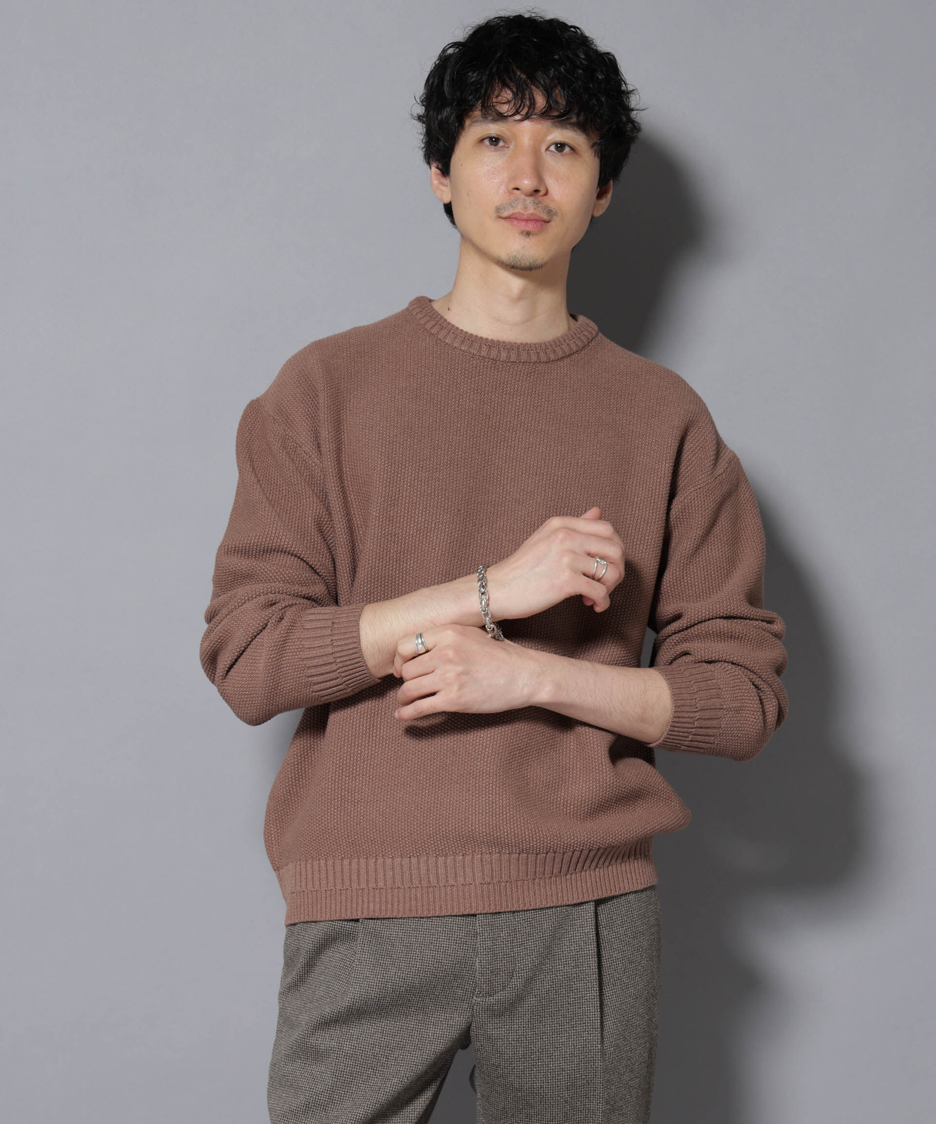 nano･universe「コットンMIXバルキーカノコクルーネックニット」|ニット・セーター|